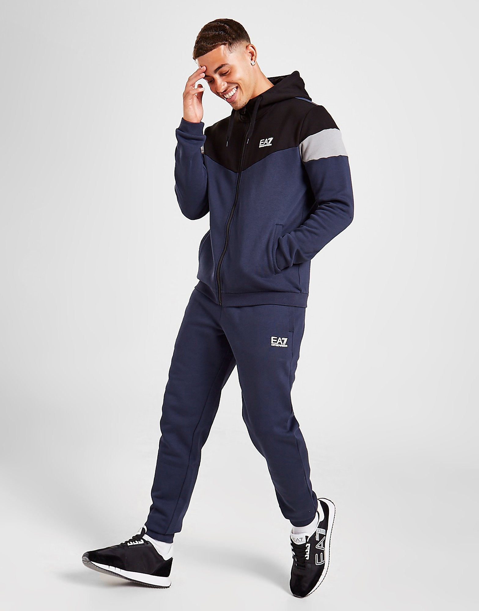 Emporio Armani EA7 Colour Block Full Zip Hoodie Tracksuit - Only at JD - Azul - Mens, Azul