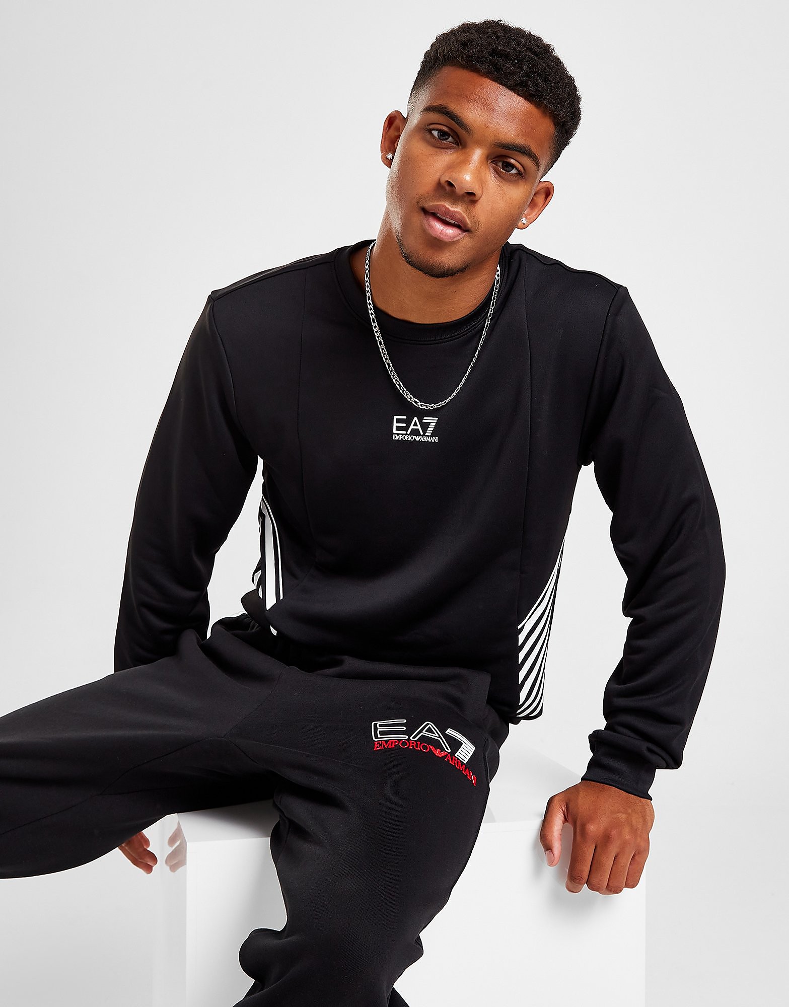 

Emporio Armani EA7 7 Line Poly Crew Sweatshirt - Black - Mens, Black