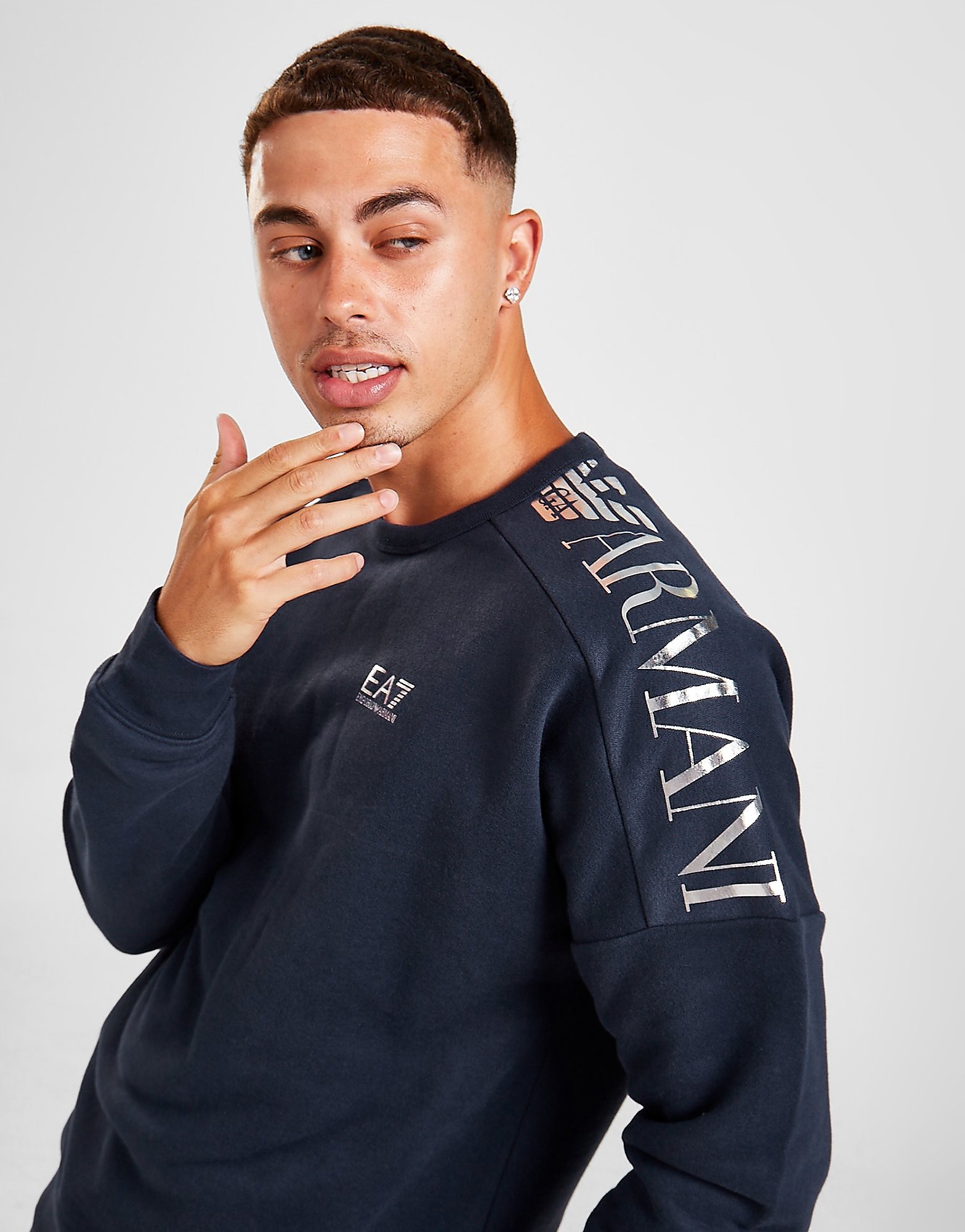 

Emporio Armani EA7 Extended Logo Crew Sweatshirt - Navy - Mens, Navy