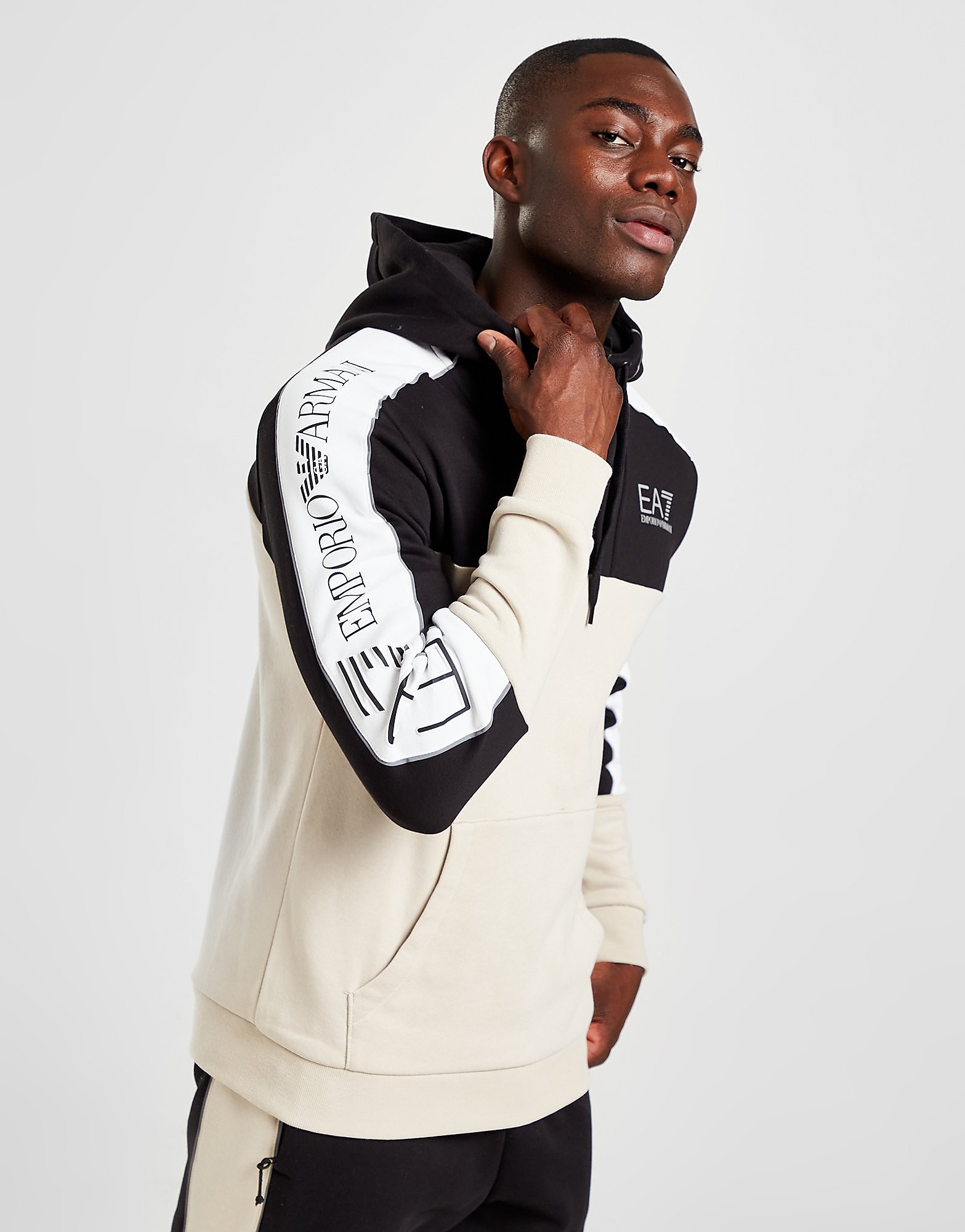 

Emporio Armani EA7 Colour Block 1/2 Zip Hoodie - Brown/Black - Mens, Brown/Black