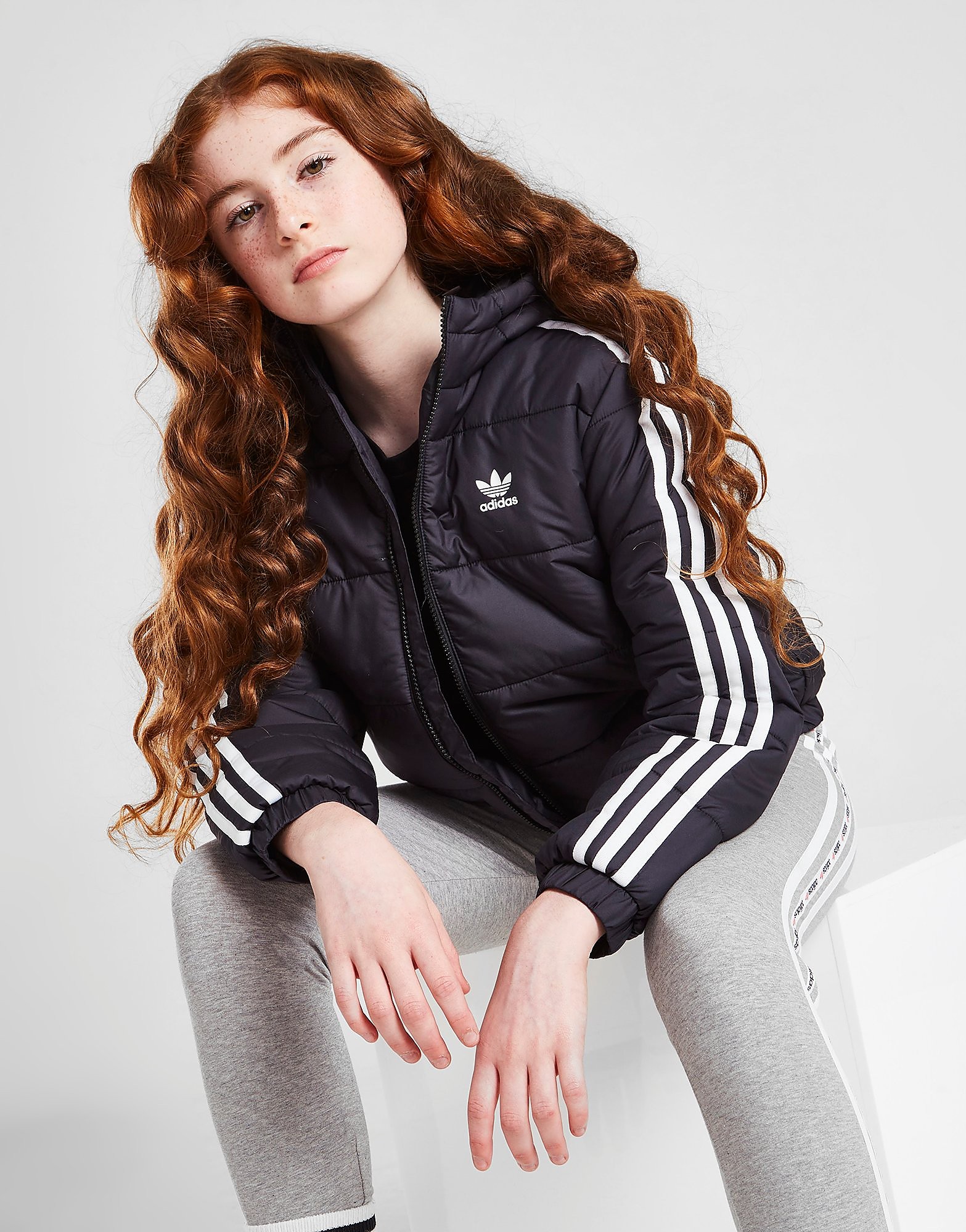 

adidas Originals Girls' 3-Stripes Padded Jacket Junior - Only at JD - Black/BLK/W - Kids, Black/BLK/W