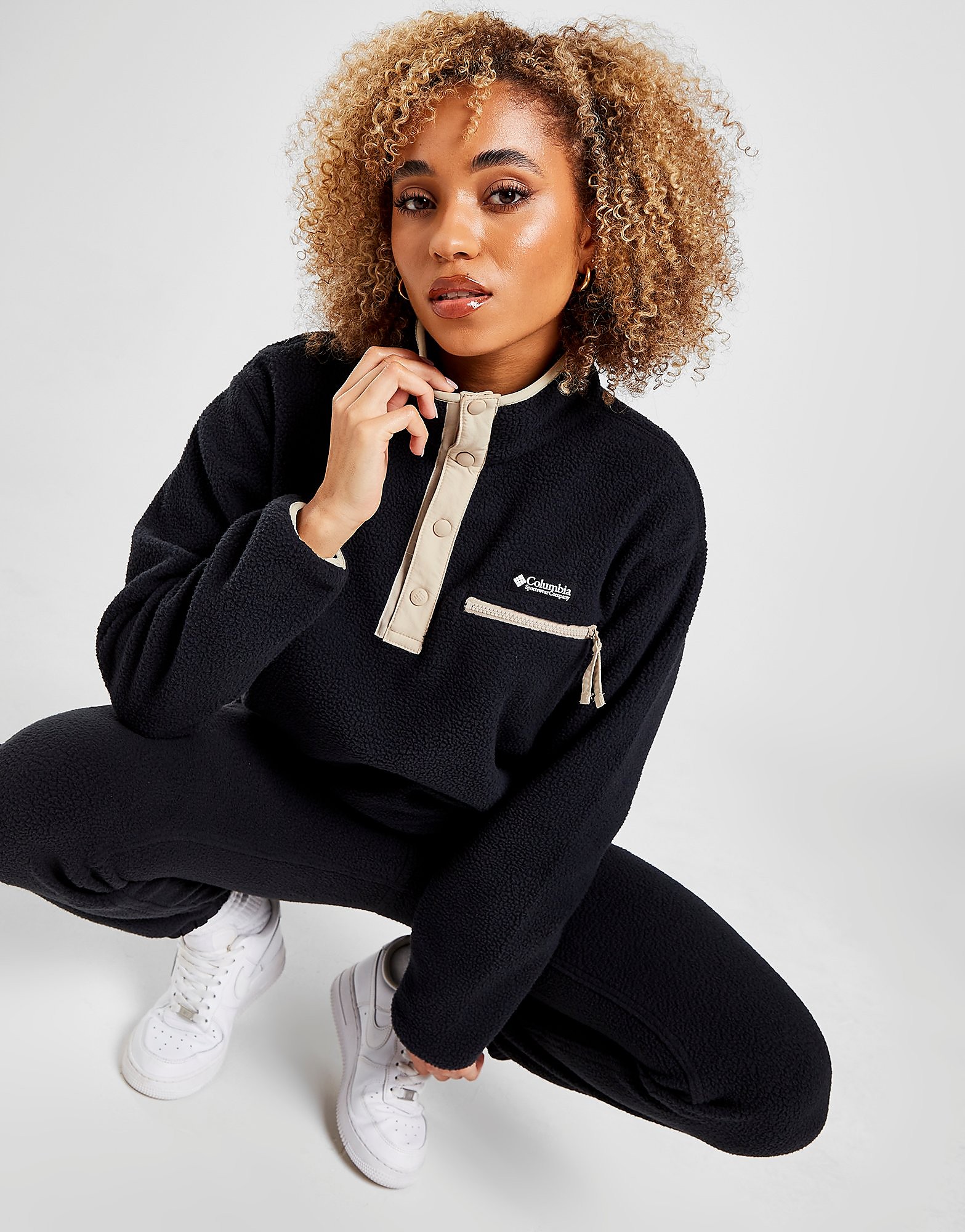 

Columbia Helvetia Crop 1/4 Button Fleece - Black - Womens, Black