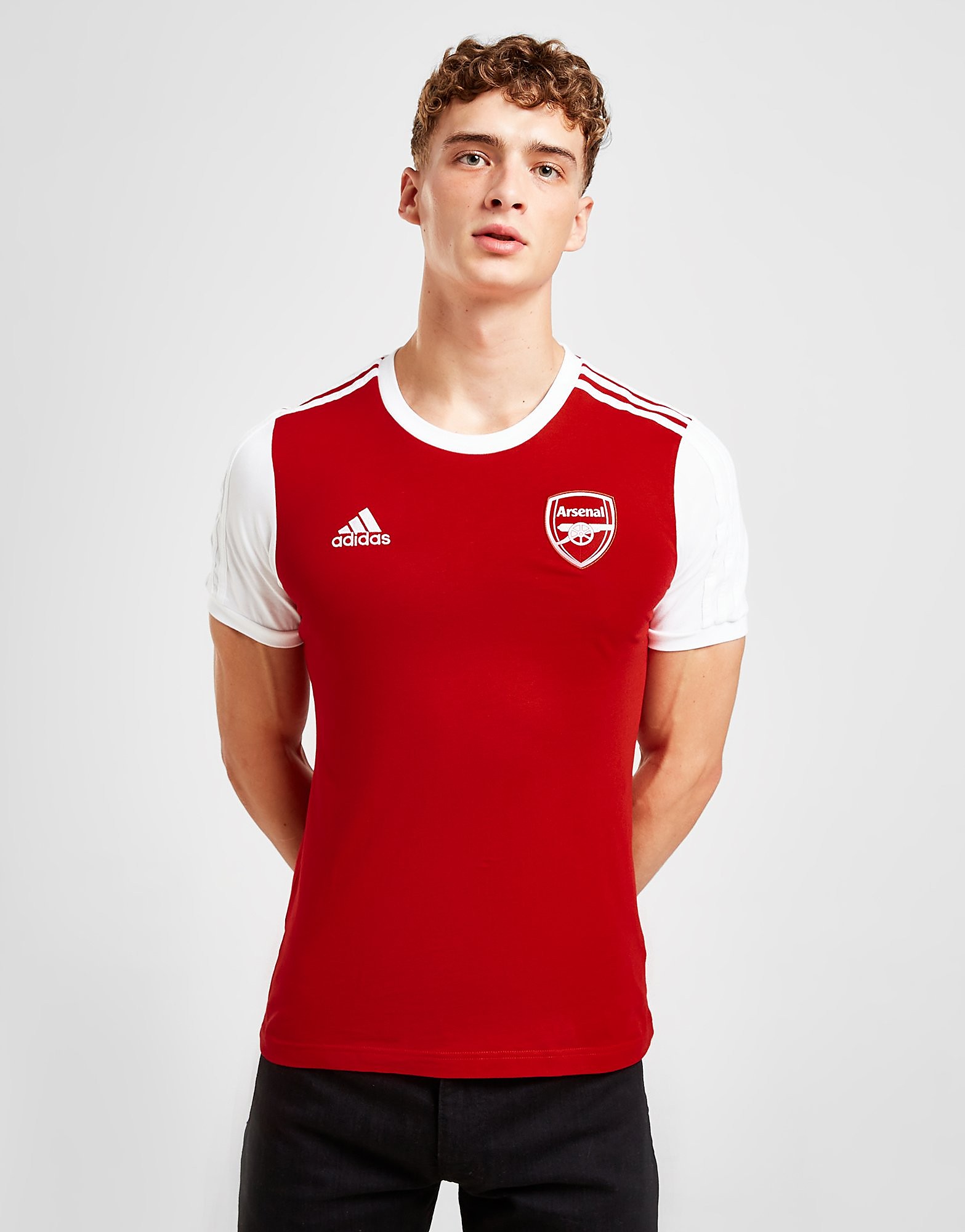 

adidas Arsenal FC DNA 3-Stripes T-Shirt - Scarlet/White - Mens, Scarlet/White