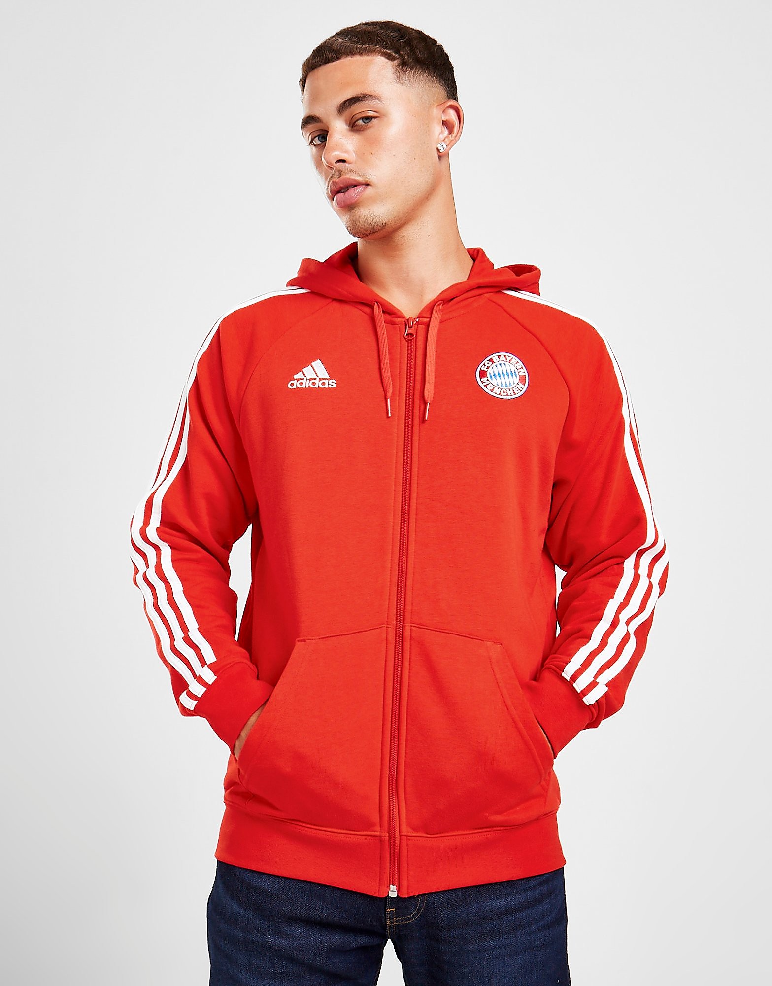 

adidas FC Bayern Munich DNA Full Zip Hoodie - Red - Mens, Red