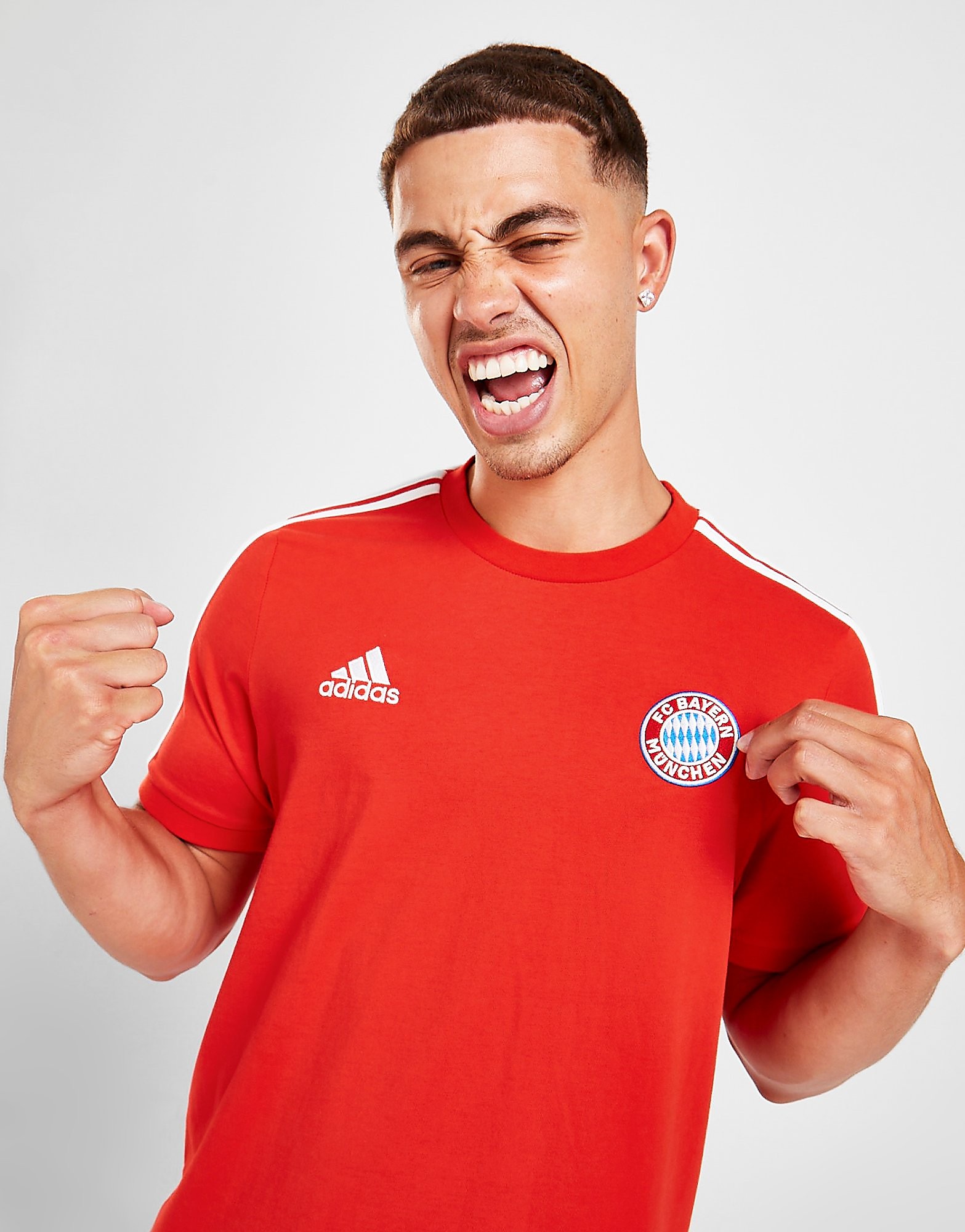 

adidas FC Bayern Munich DNA 3-Stripes T-Shirt - Red - Mens, Red