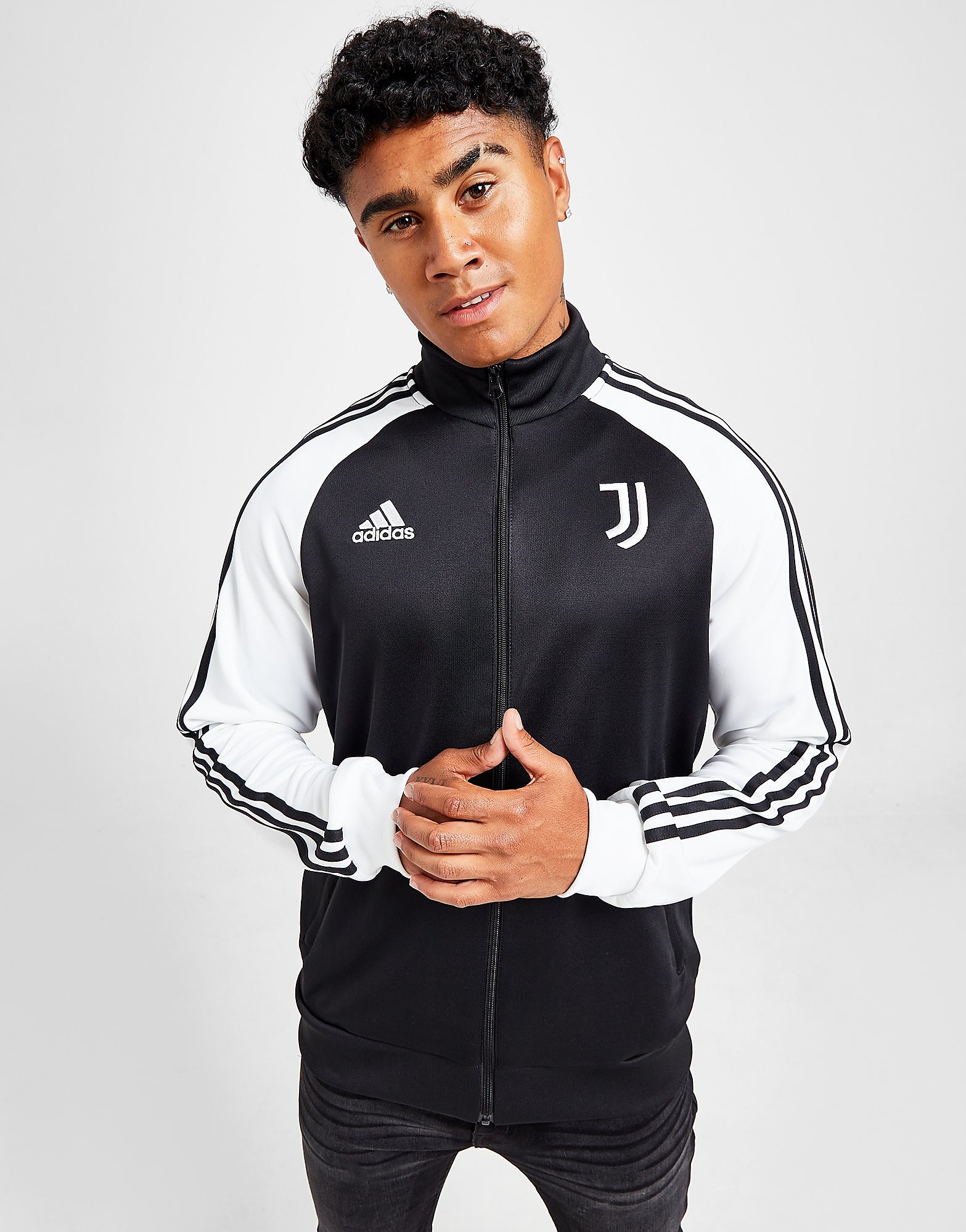 

adidas Juventus FC DNA Track Top - Black / White - Mens, Black / White
