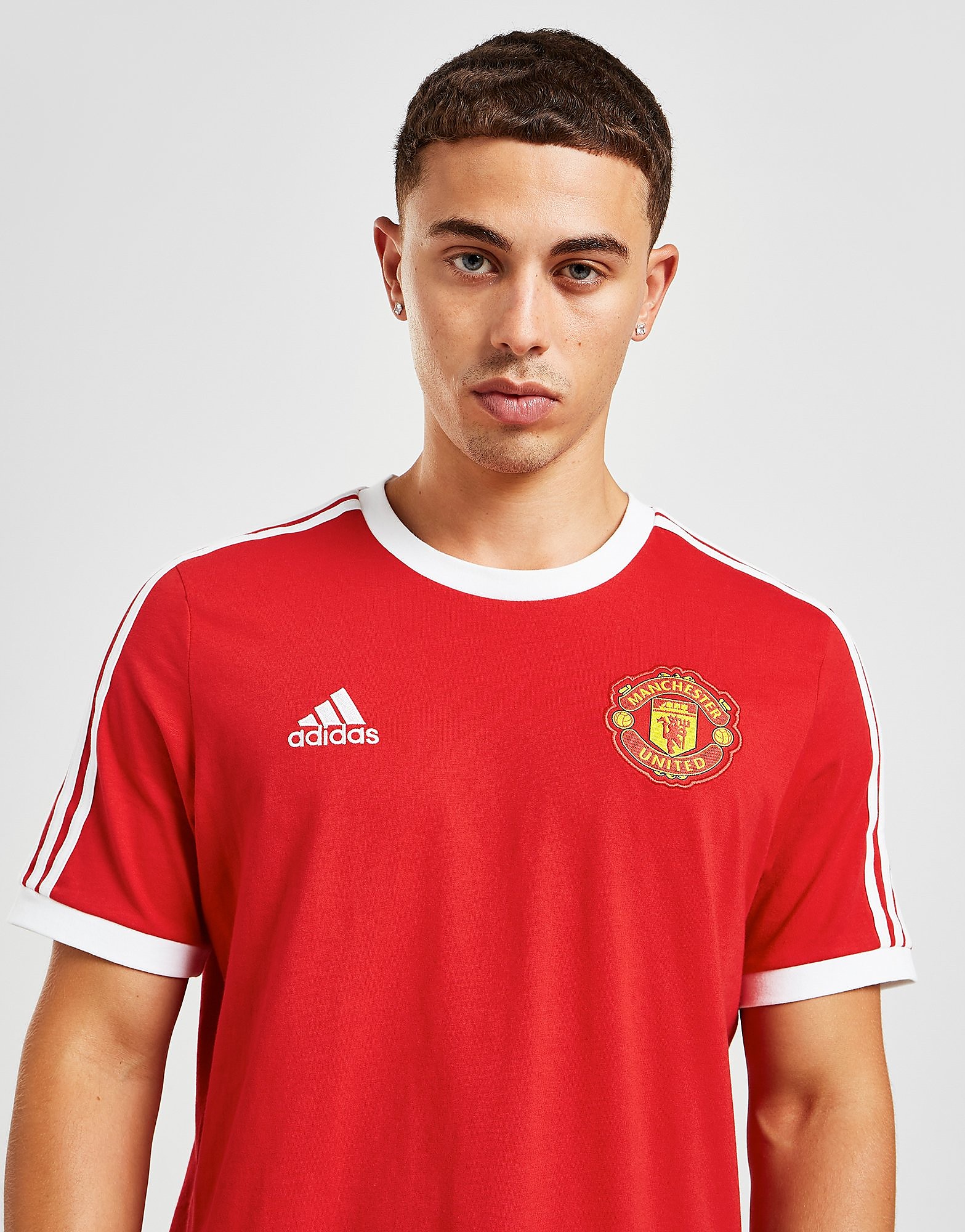 

adidas Manchester United FC DNA 3-Stripes T-Shirt - Real Red - Mens, Real Red
