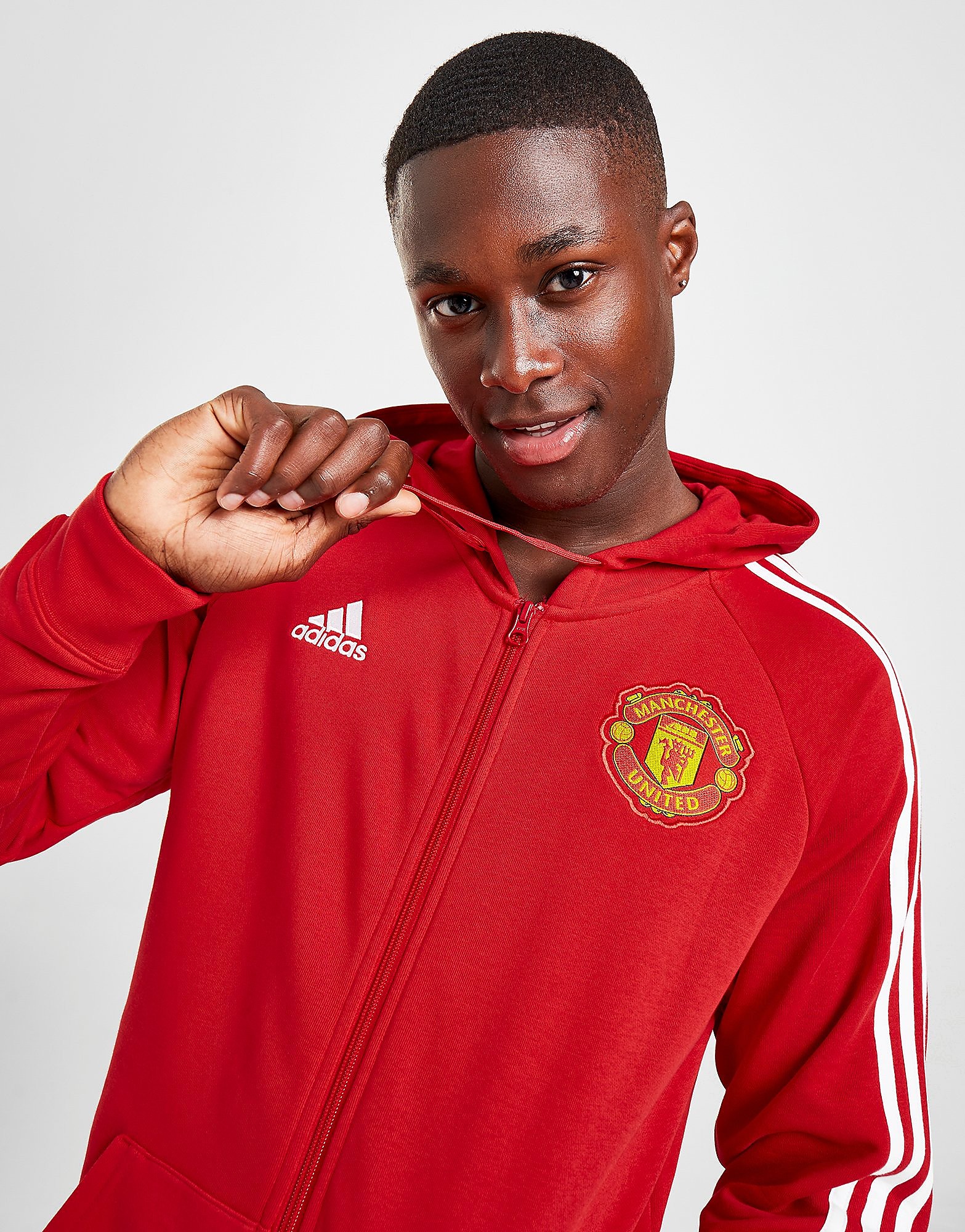 

adidas Manchester United FC DNA Full Zip Hoodie - Real Red - Mens, Real Red