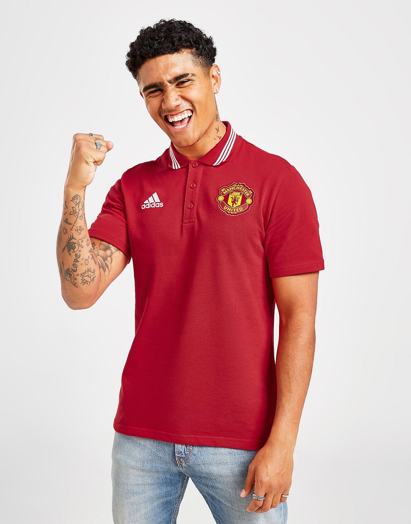 

adidas Manchester United DNA Polo Shirt - Real Red - Mens, Real Red