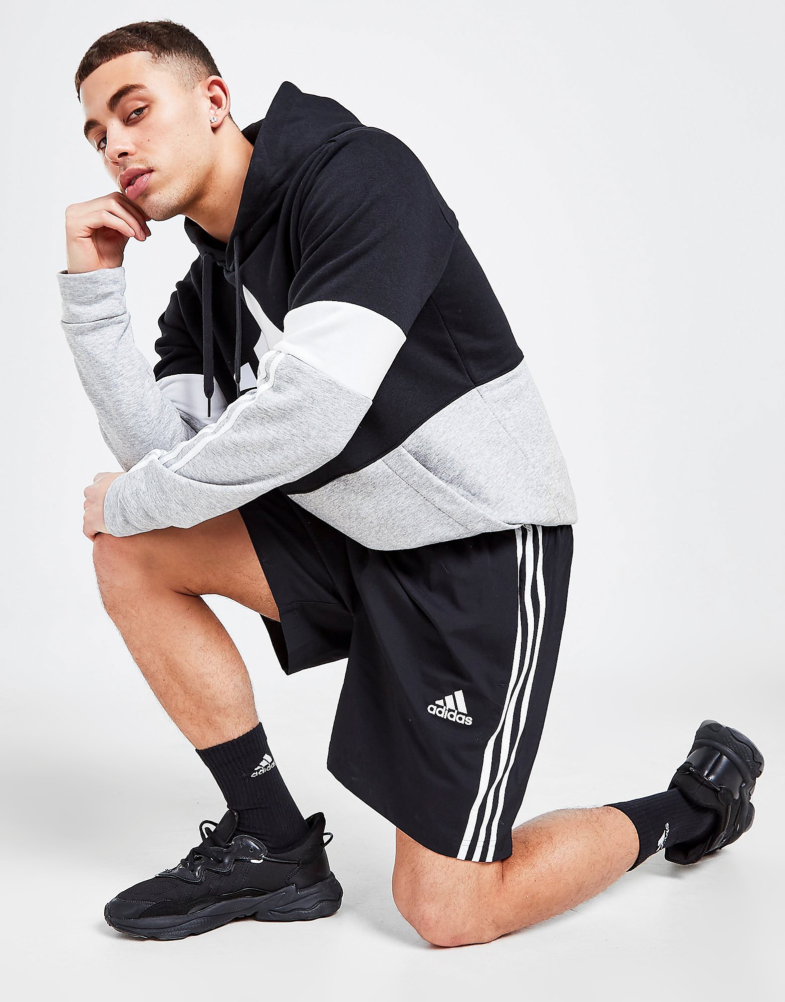

adidas 3-Stripes Chelsea Shorts - Black / White - Mens, Black / White