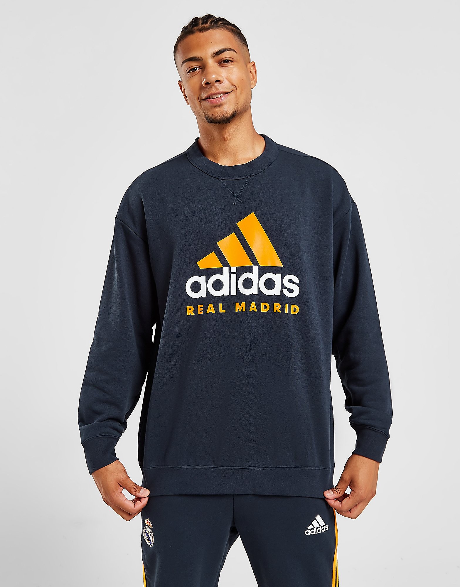 

adidas Real Madrid DNA Crew Sweatshirt - Night Navy - Mens, Night Navy