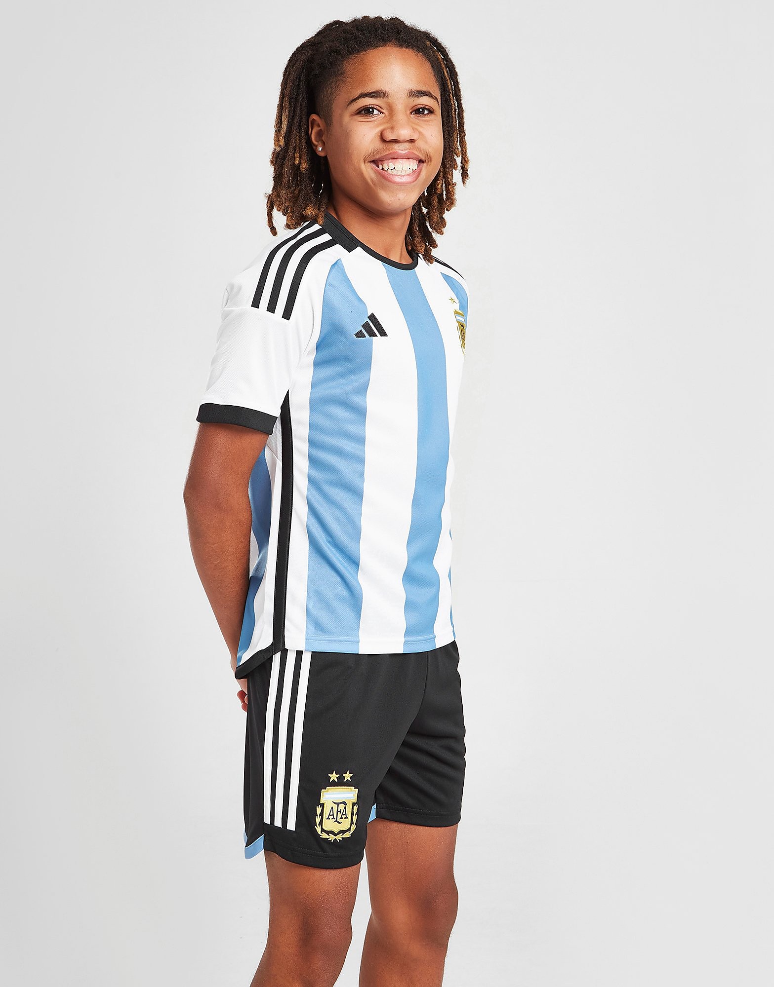 

adidas Argentina 2022 Home Shorts Junior - Black / White - Kids, Black / White