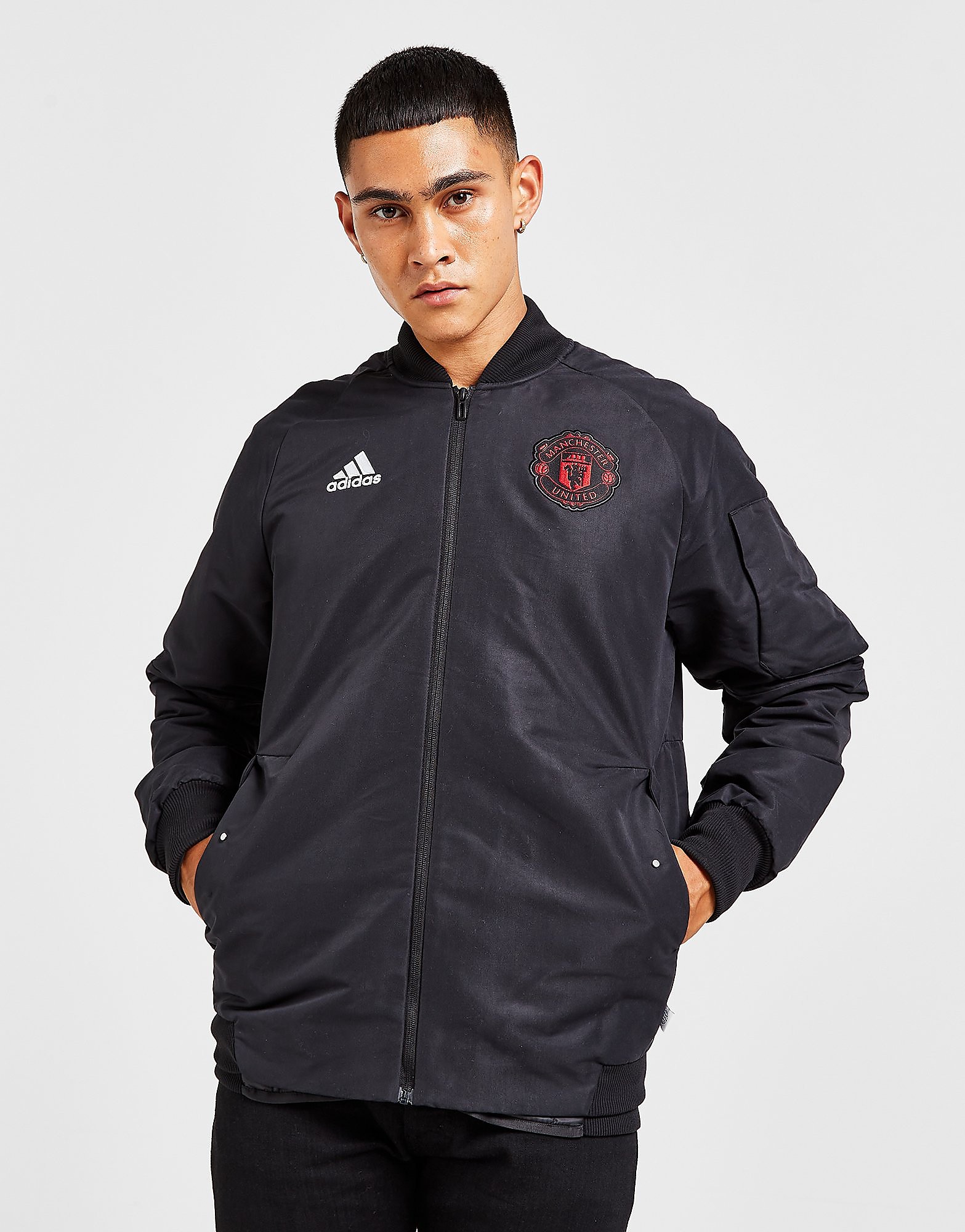 

adidas Manchester United FC Travel Jacket - Black - Mens, Black