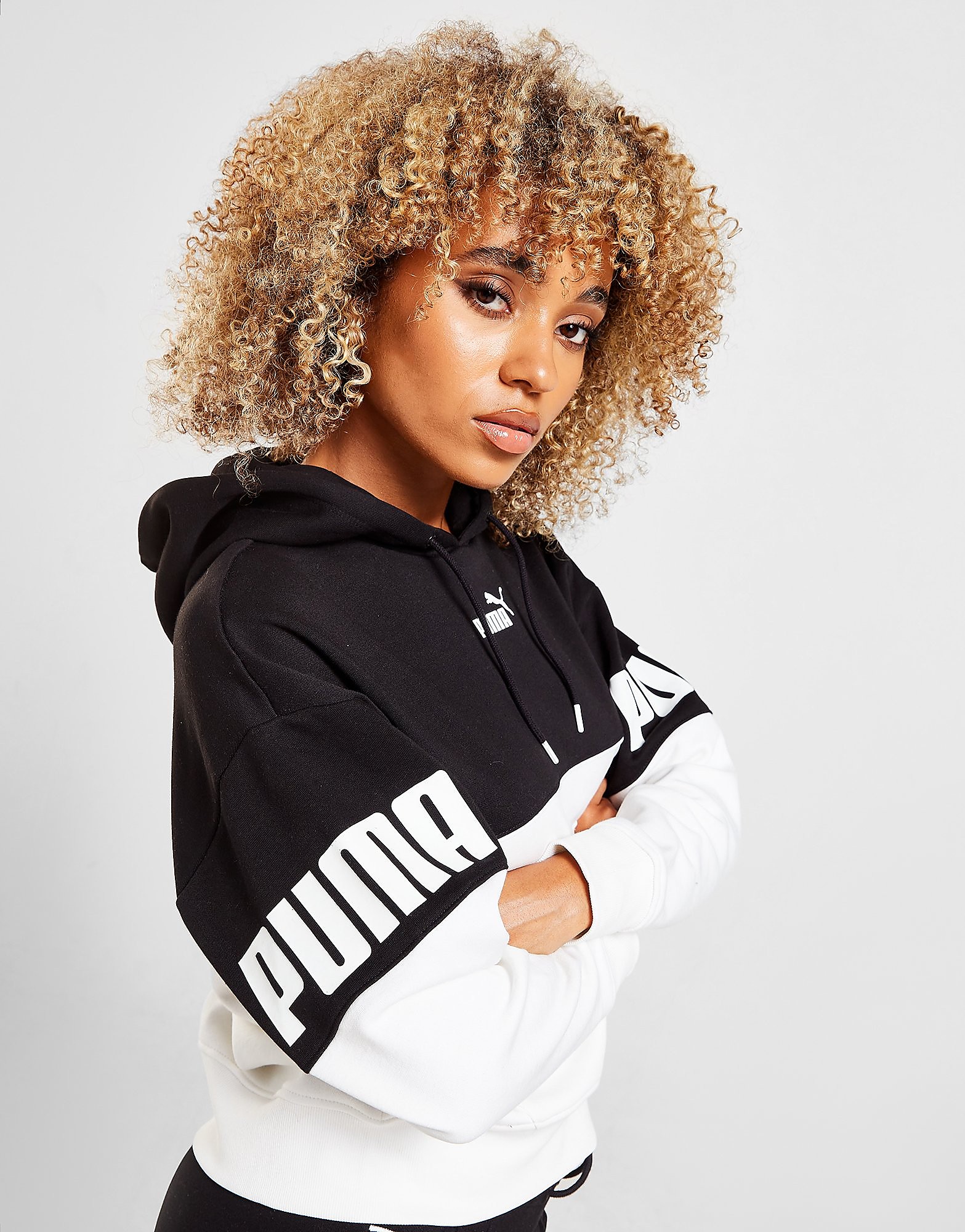 

Puma Power Overhead Hoodie - White/Black - Womens, White/Black