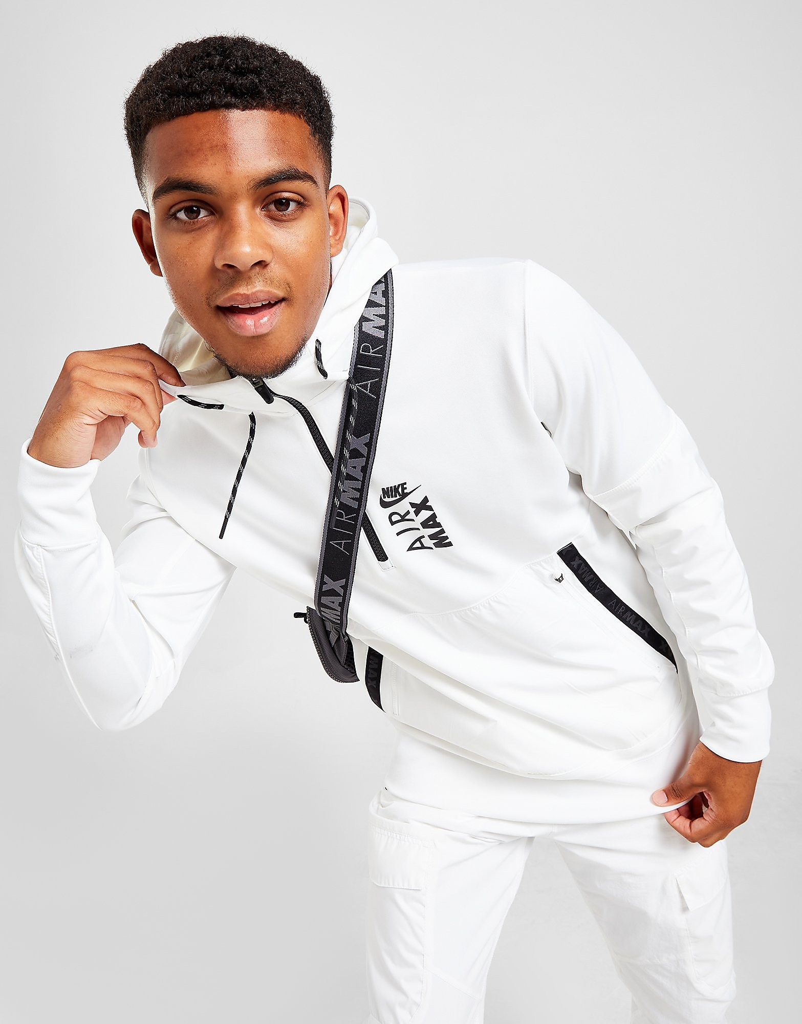 Nike Air Max 1/2 Zip Hoodie - Only at JD - White - Mens, White