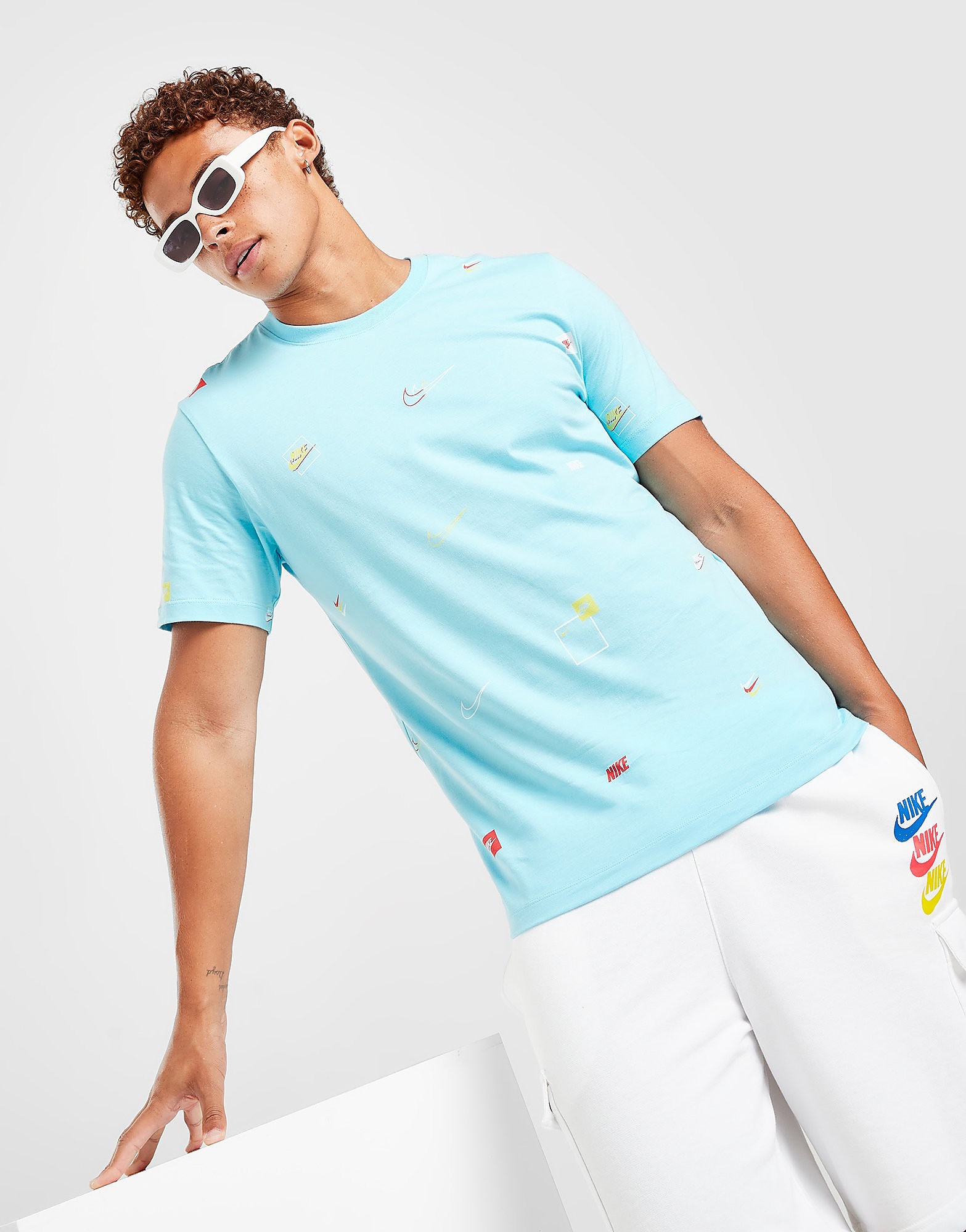 

Nike All Over Print Logo T-Shirt - Blue Chill - Mens, Blue Chill
