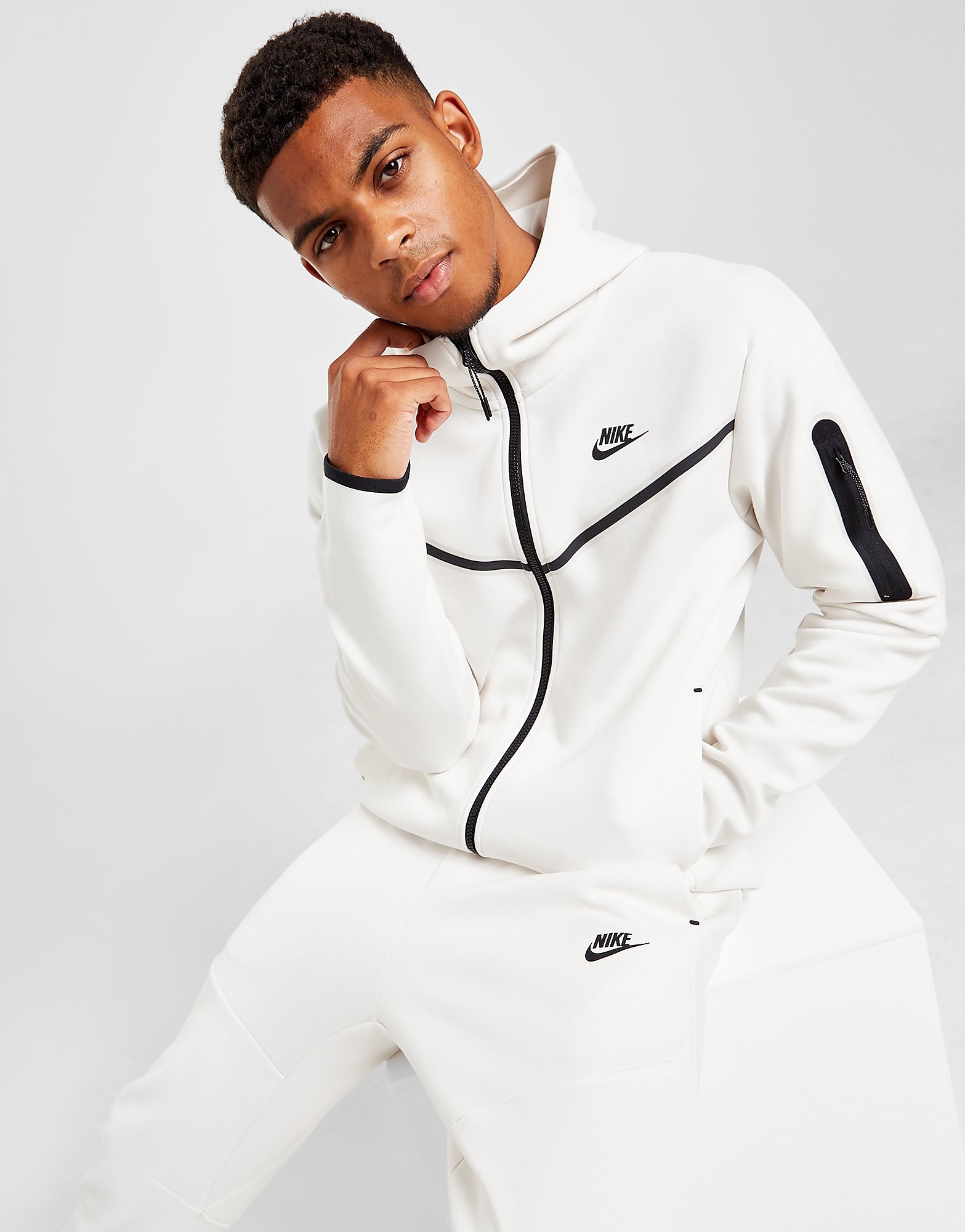 

Nike Tech Fleece Full Zip Hoodie - White - Mens, White