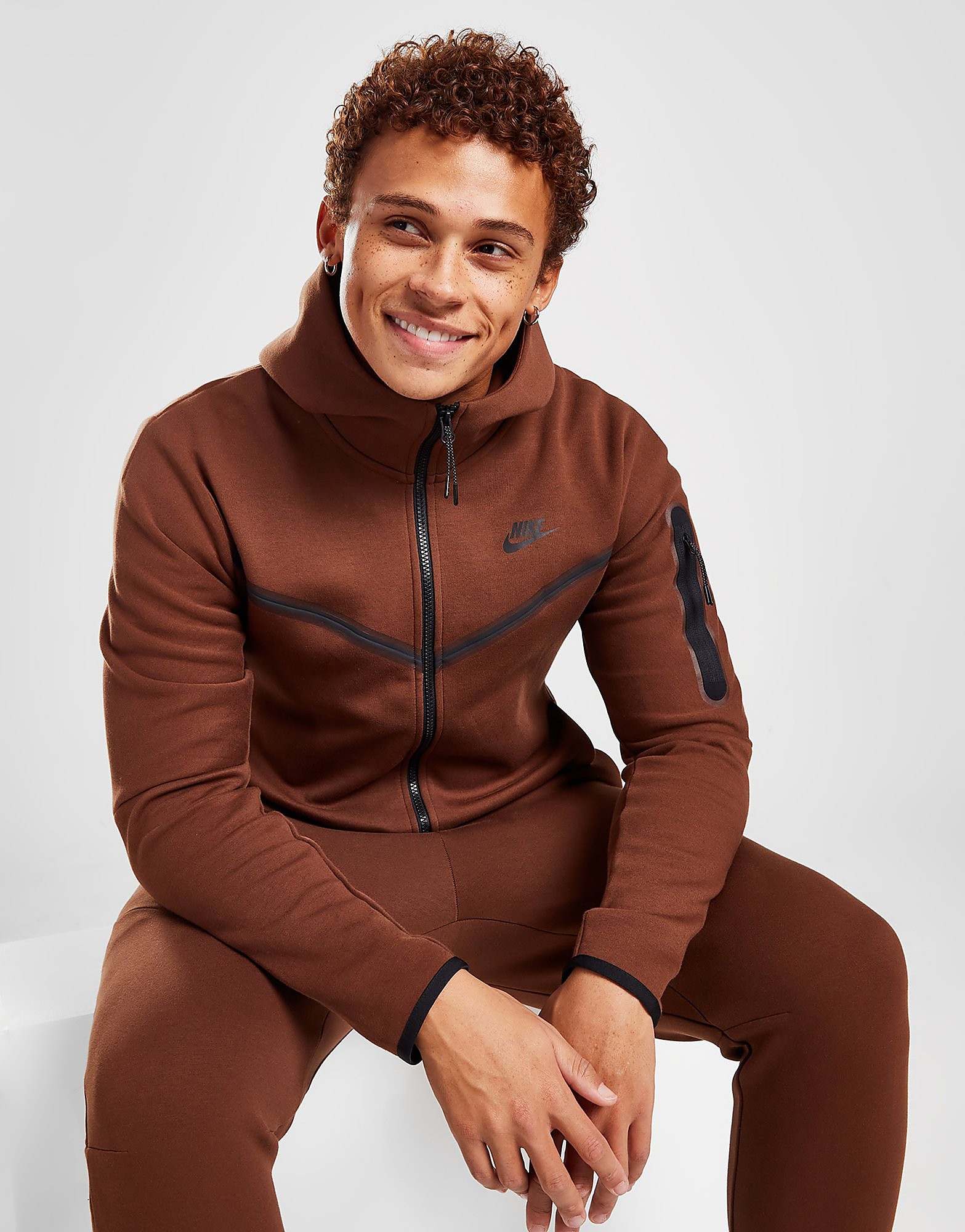 

Nike Tech Fleece Full Zip Hoodie - Brown - Mens, Brown