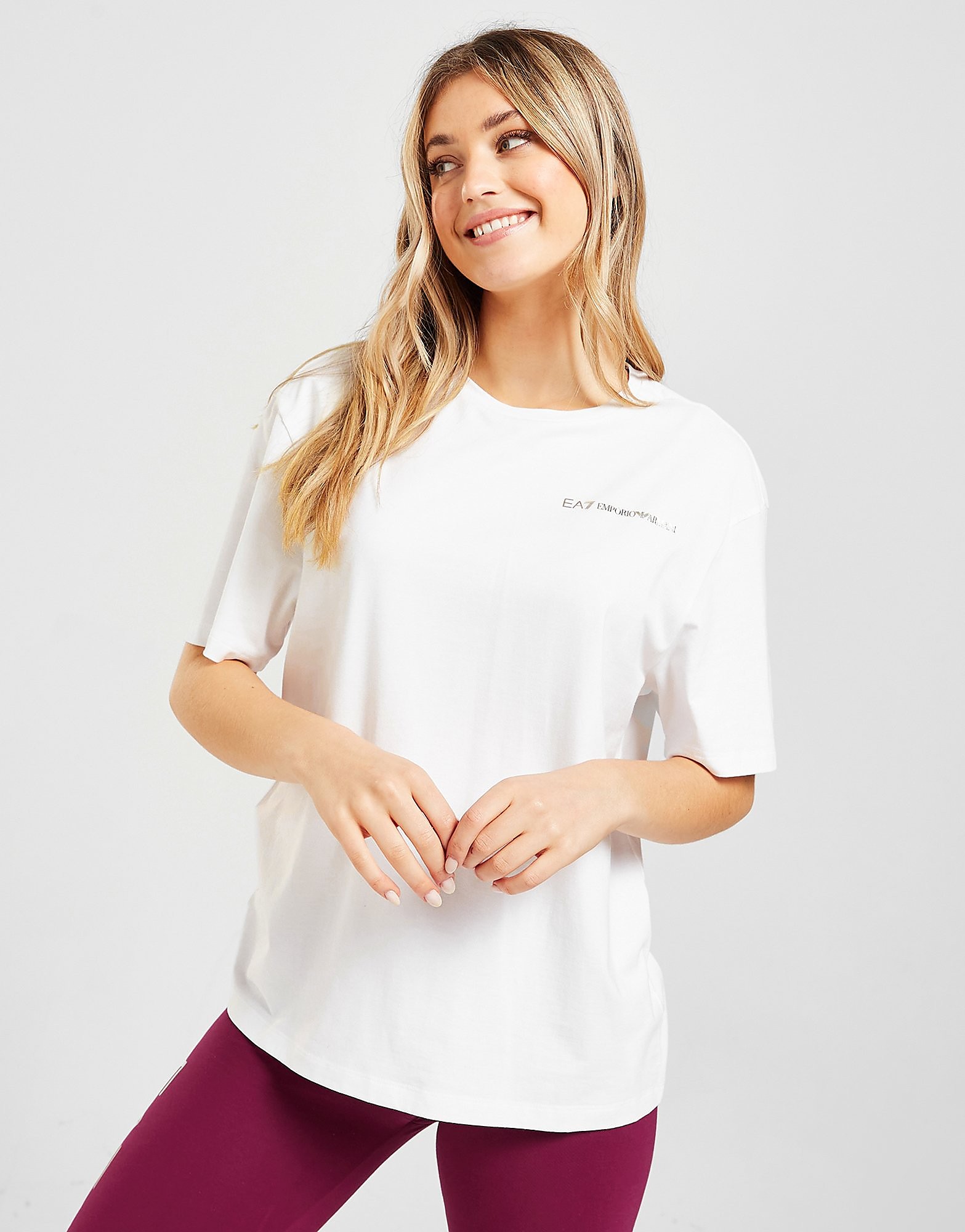 Emporio Armani EA7 Core Boyfriend T-Shirt - White - Womens, White