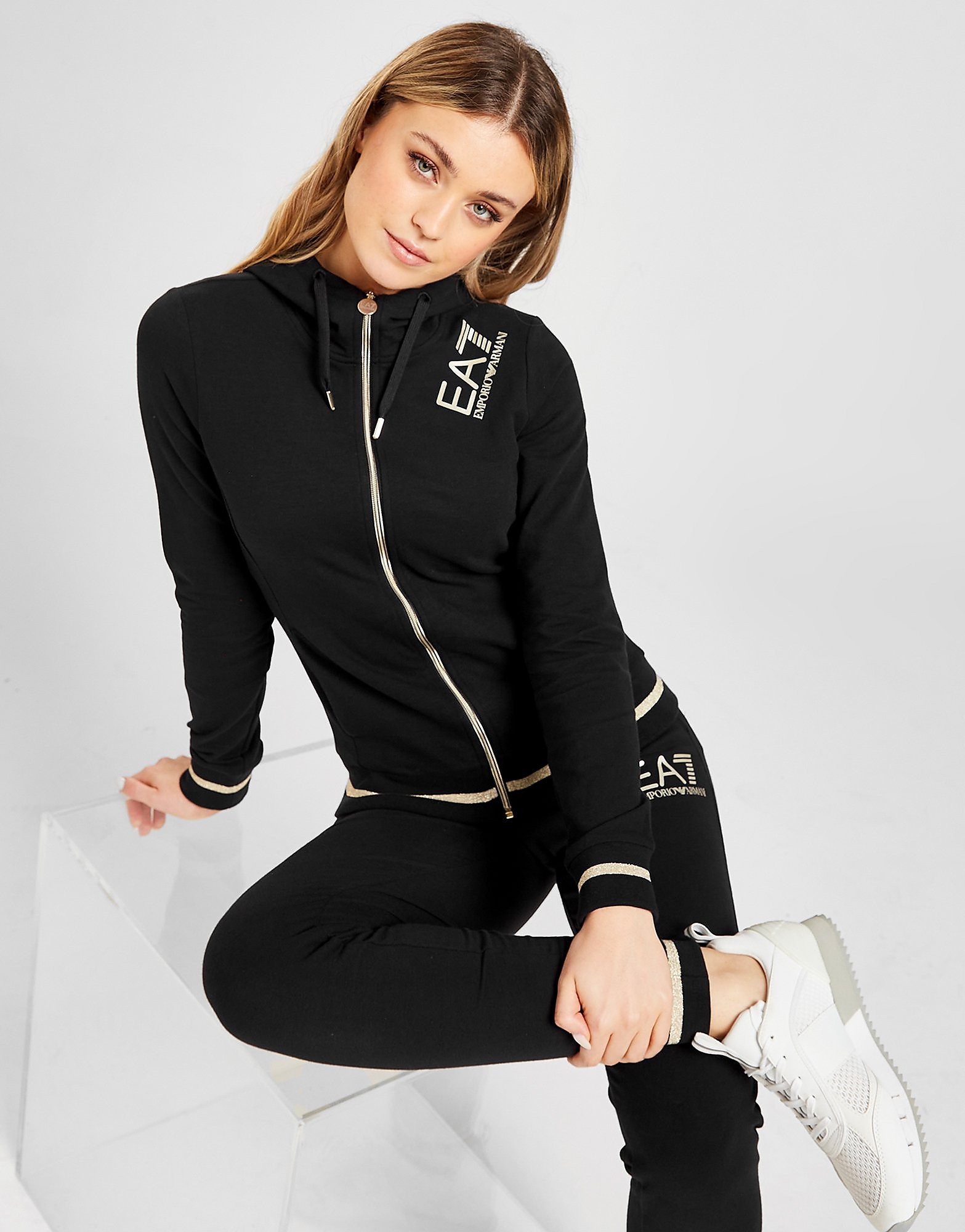 

Emporio Armani EA7 Lurex Full Zip Hoodie - Black - Womens, Black