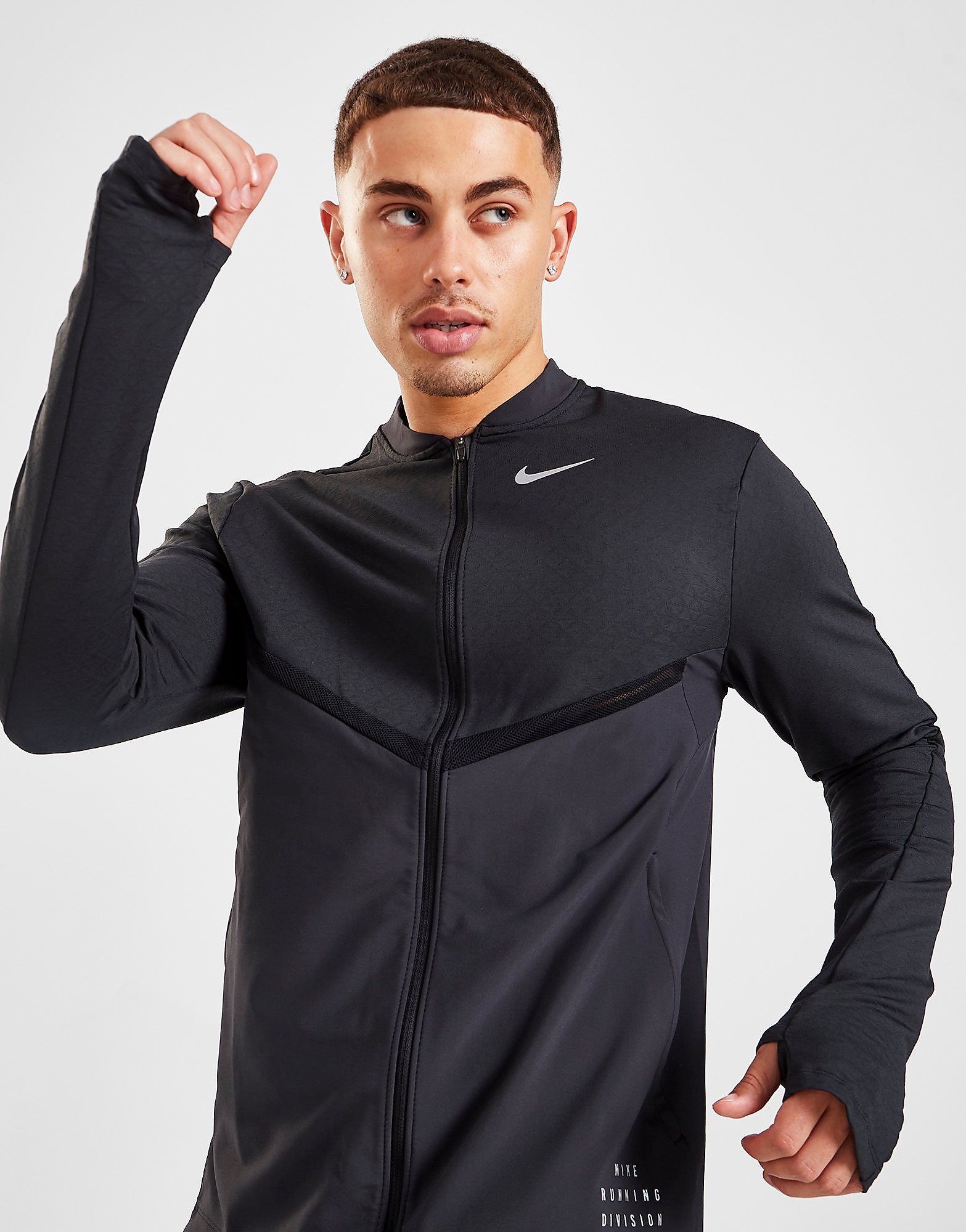 Nike Run Division Hybrid Full Zip Top - Black - Mens, Black