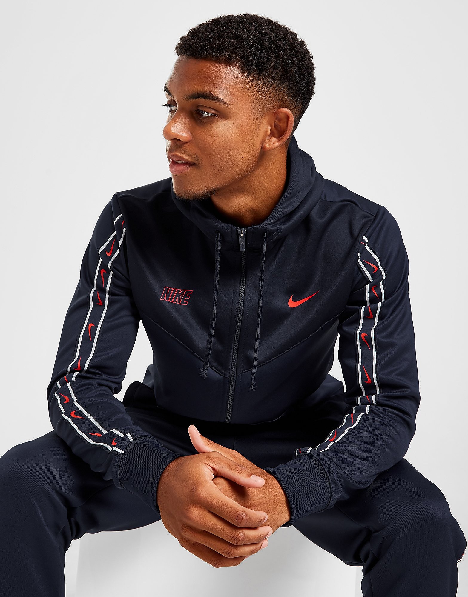 

Nike Repeat Poly Full Zip Hoodie - Midnight Navy/Obsidian/University Red - Mens, Midnight Navy/Obsidian/University Red