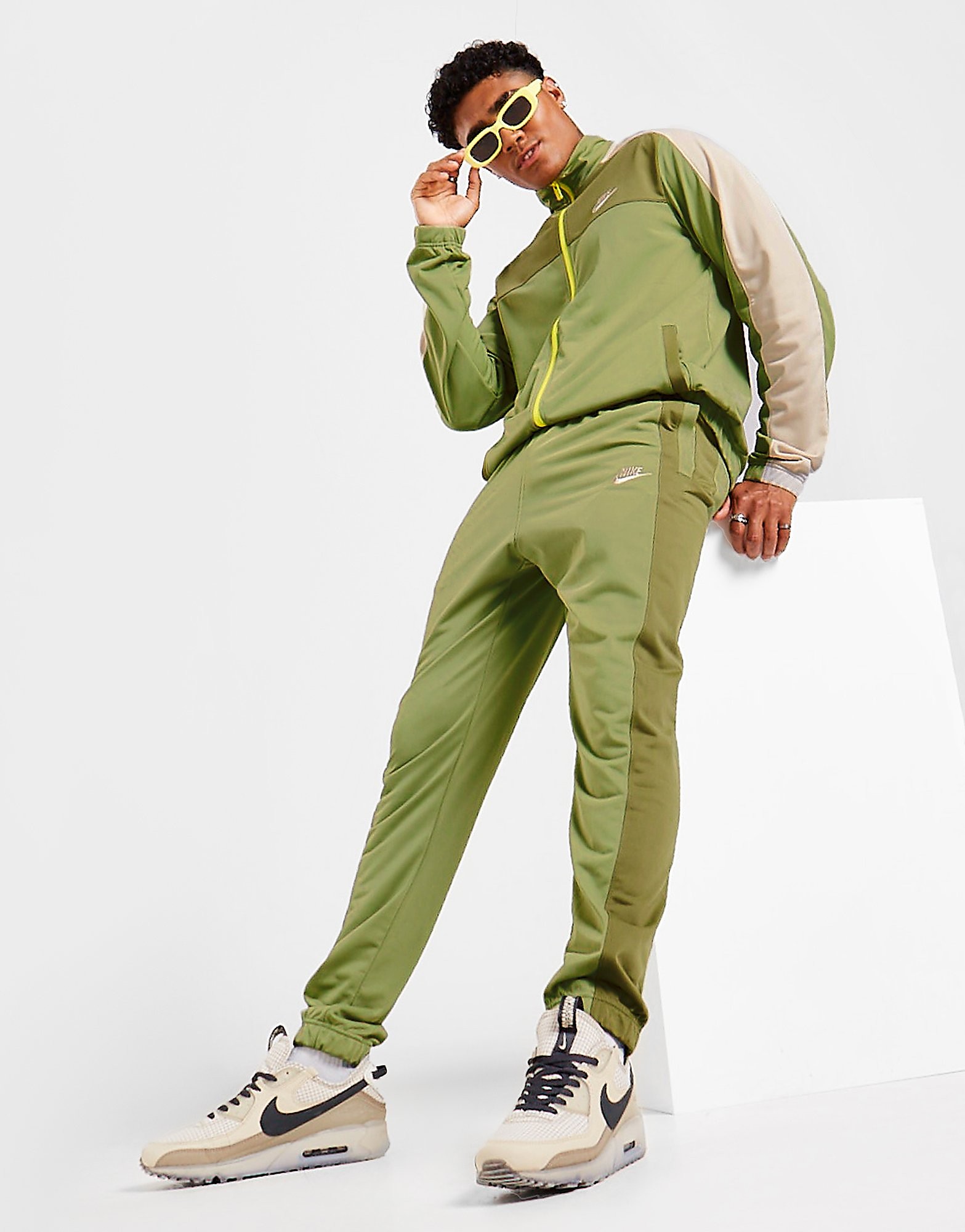

Nike Polyknit Colour Block Tracksuit - Green - Mens, Green