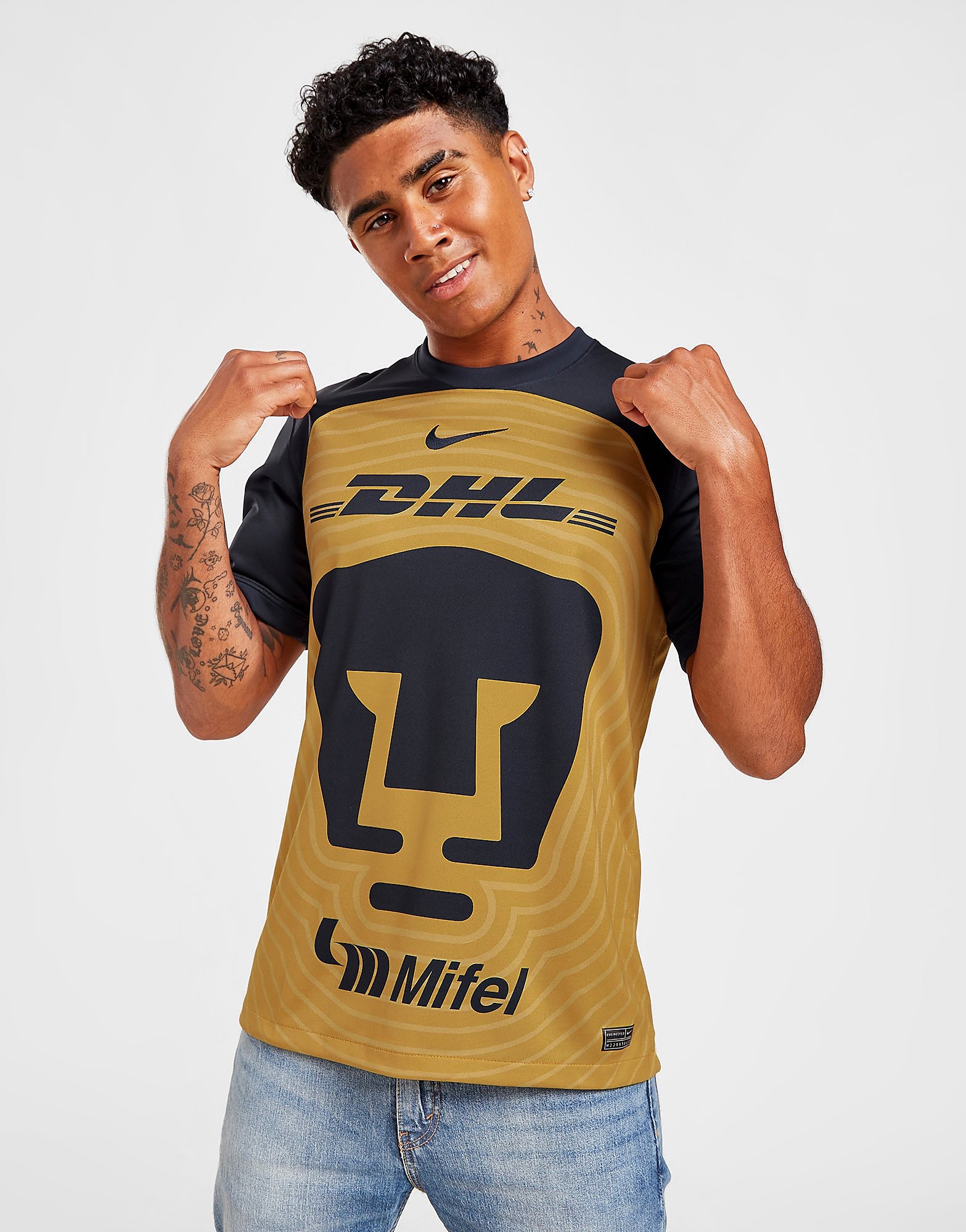 Nike Pumas UNAM 2022/23 Away Shirt - Truly Gold/Obsidian/Obsidian - Mens, Truly Gold/Obsidian/Obsidian