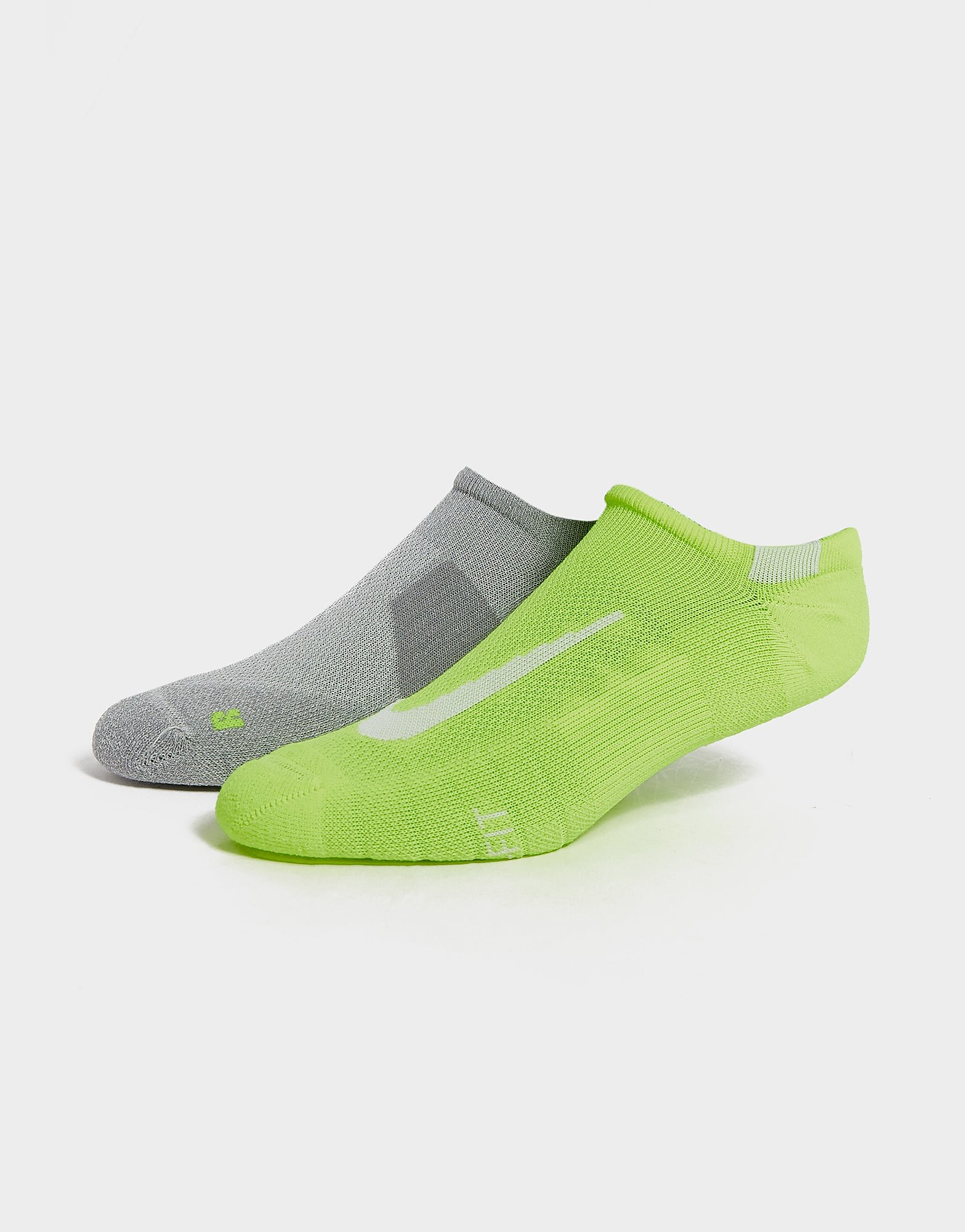 

Nike 2 Pack Running No Show Socks - Green/Grey - Womens, Green/Grey
