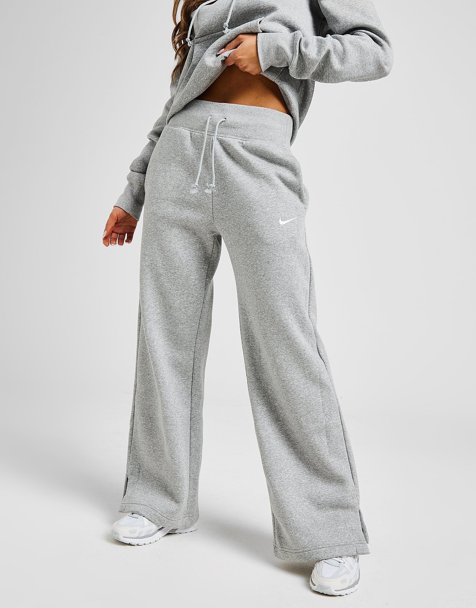 

Nike Phoenix Fleece Wide Leg Joggers - Dark Grey Heather/Sail - Womens, Dark Grey Heather/Sail