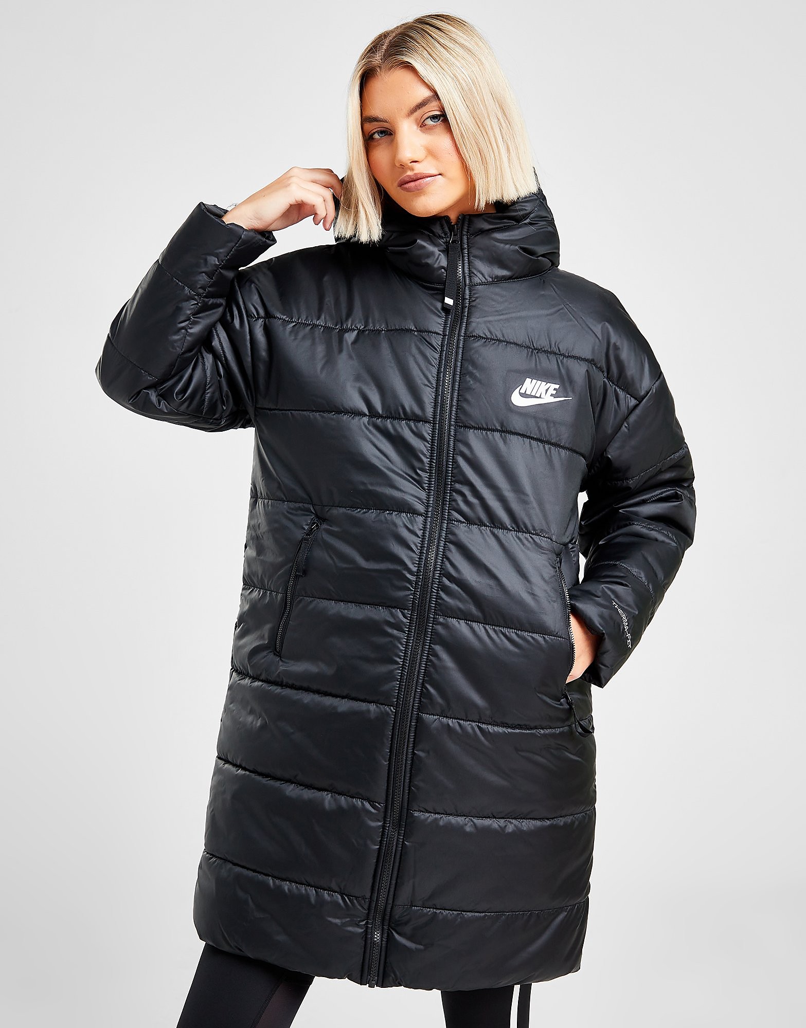 

Nike Swoosh Parka Jacket - Black/Black/White/BLK - Womens, Black/Black/White/BLK