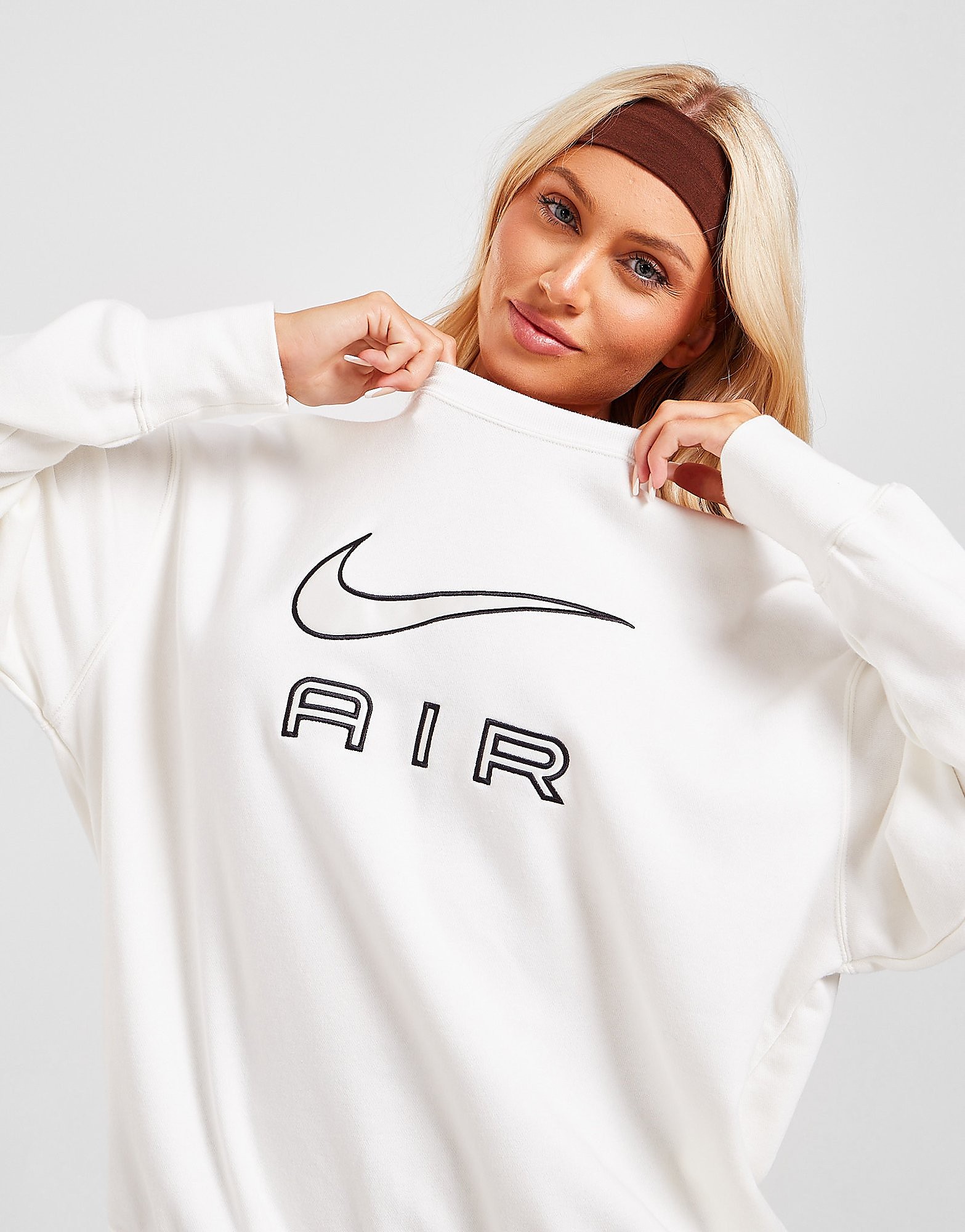 

Nike Air Fleece Crew Sweatshirt - Sail/Black - Womens, Sail/Black