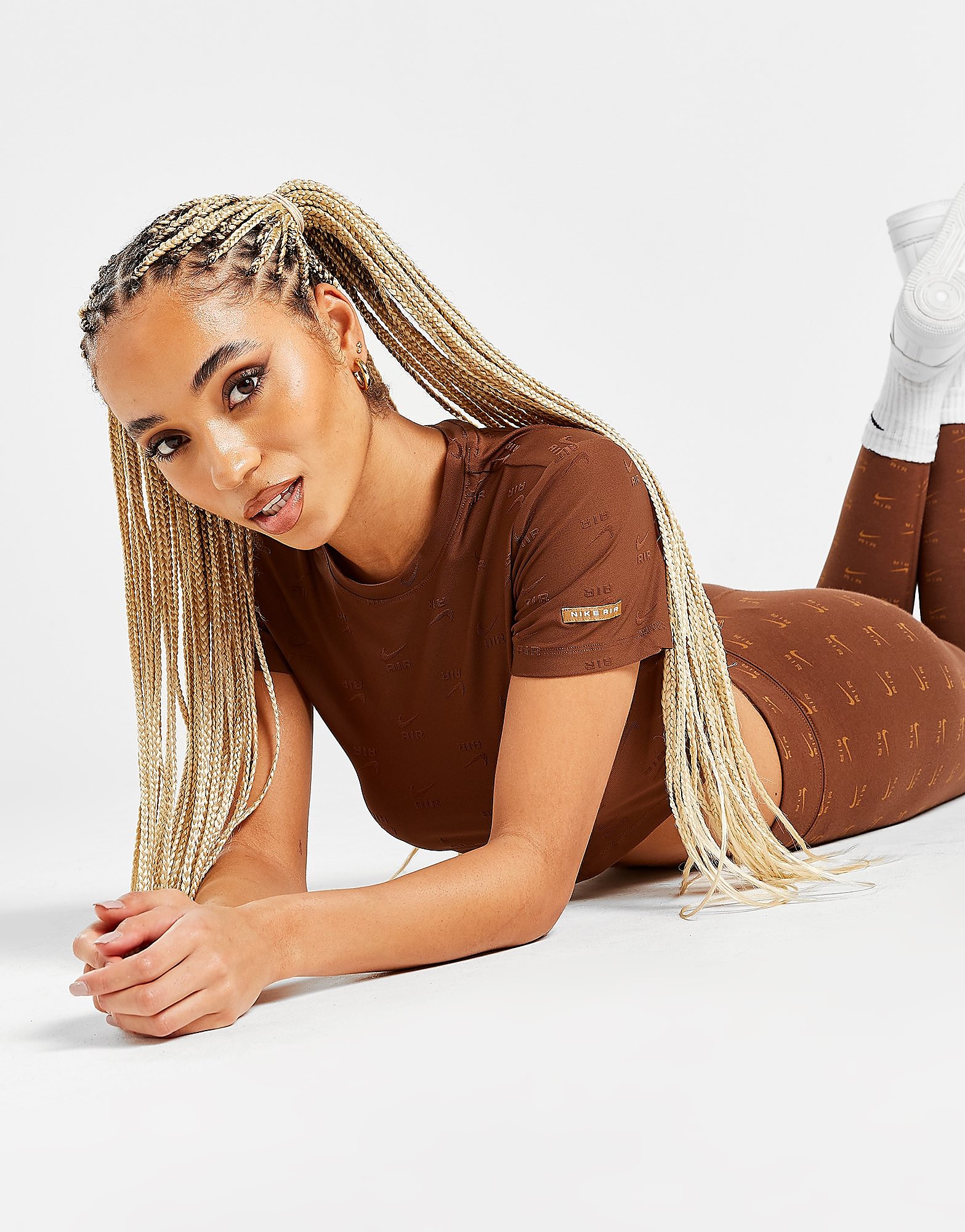 

Nike All Over Print Jacquard Crop Top - Brown - Womens, Brown