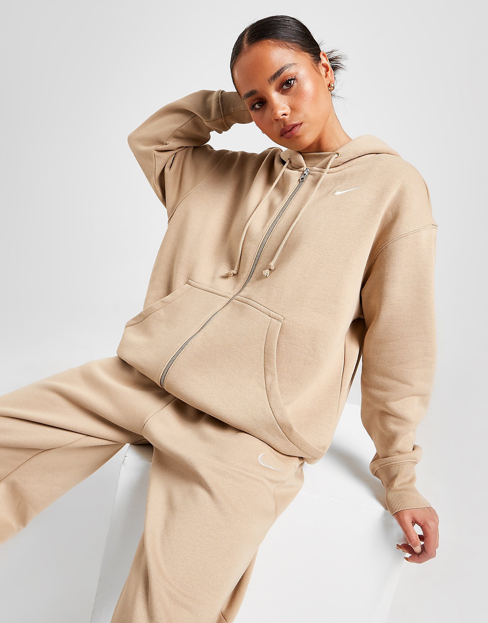 

Nike Phoenix Fleece Oversized Full Zip Hoodie - Hemp/Sail - Womens, Hemp/Sail