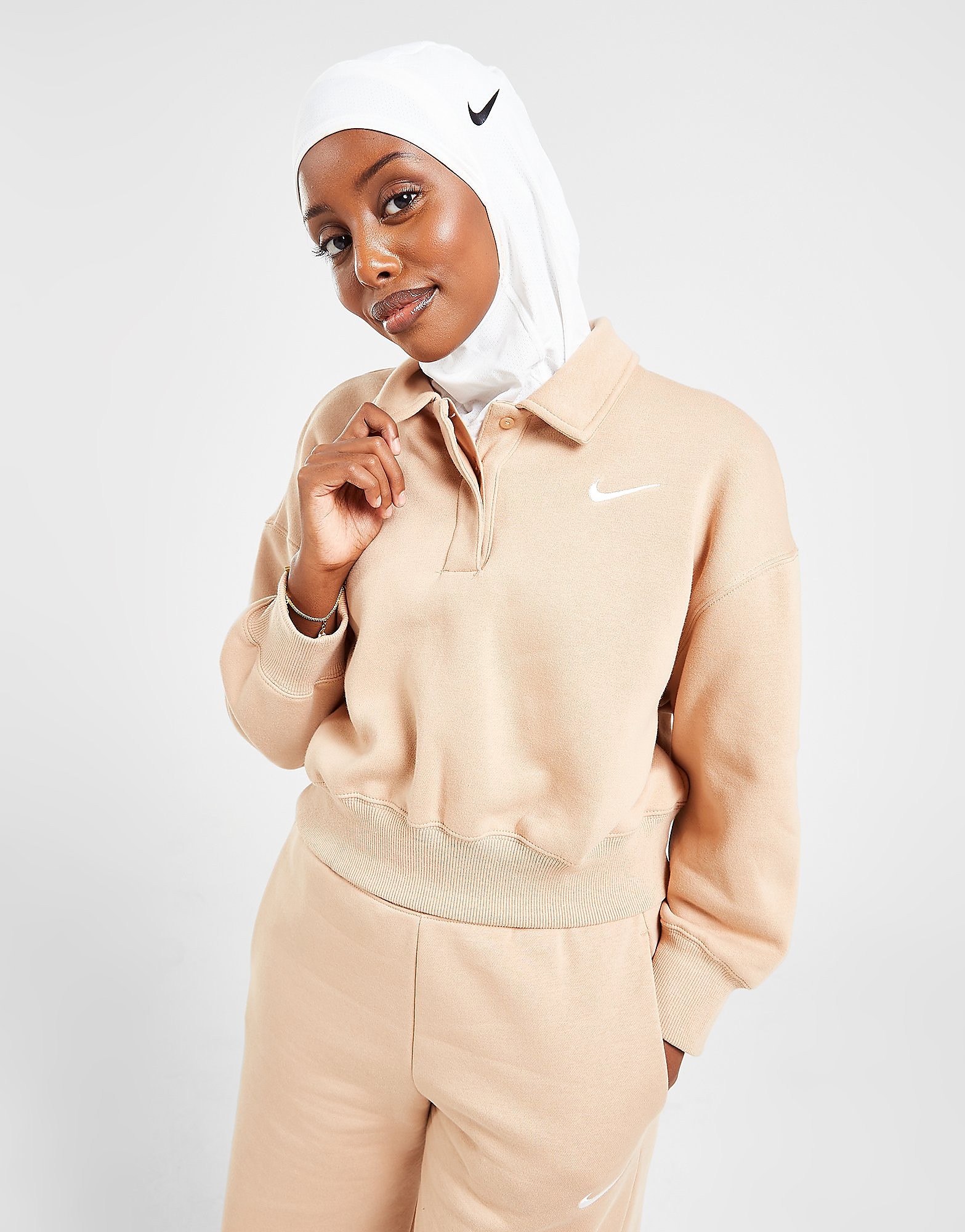 

Nike Phoenix Fleece Crop Polo Sweatshirt - Hemp/Sail - Womens, Hemp/Sail