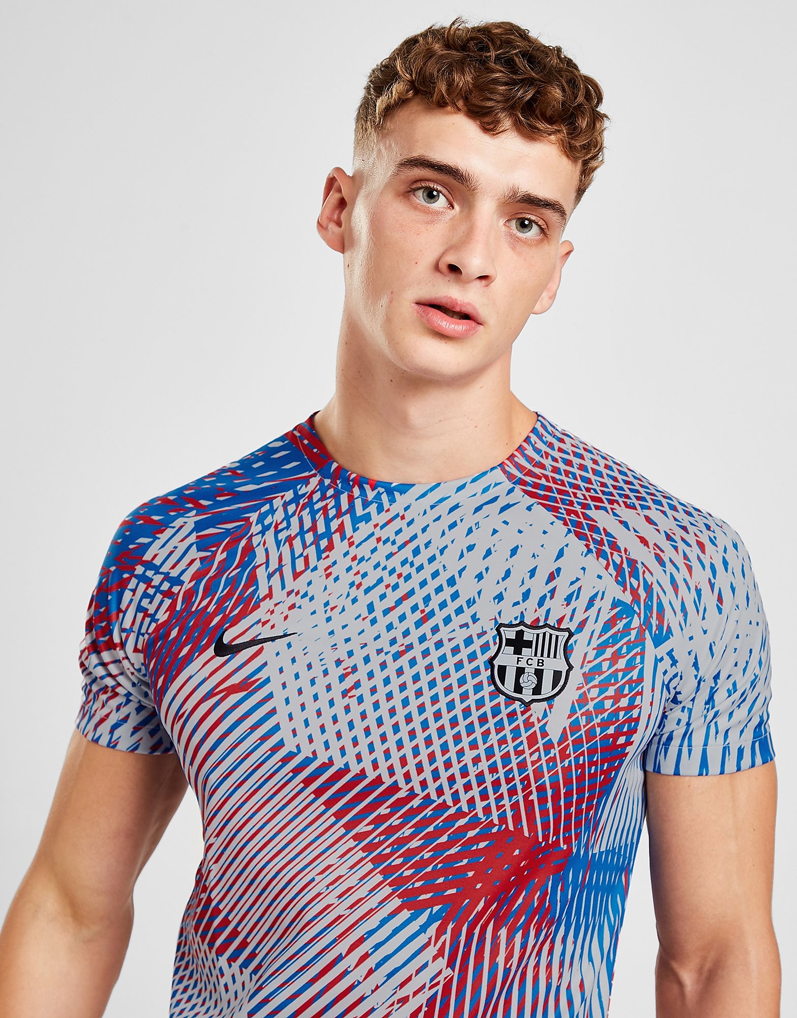 

Nike FC Barcelona Champions League Pre Match Shirt - White/Sky Grey/Black - Mens, White/Sky Grey/Black