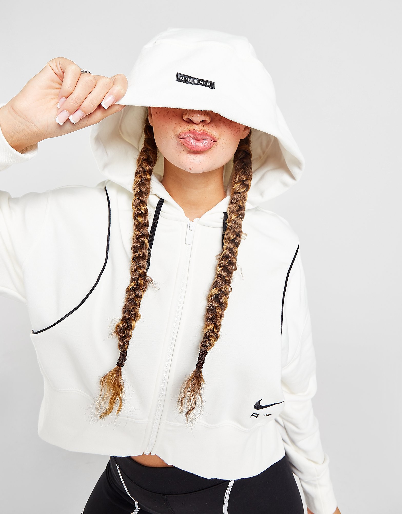 

Nike Air Full Zip Fleece Hoodie - Sail/Black/Black - Womens, Sail/Black/Black