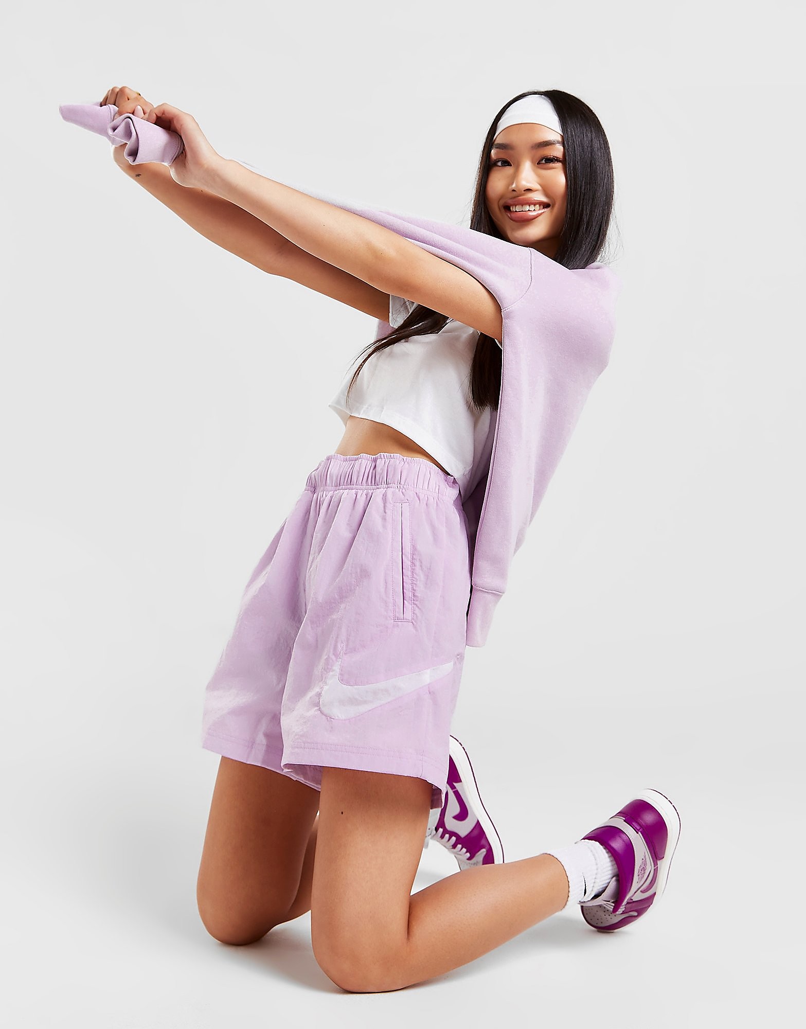 

Nike High-Rise Woven Shorts - Purple - Womens, Purple
