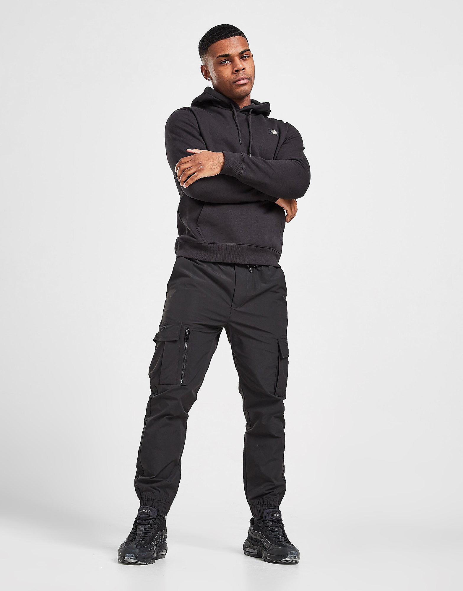 Brave Soul Heavy Woven Cuffed Cargo Pants - Black - Mens, Black
