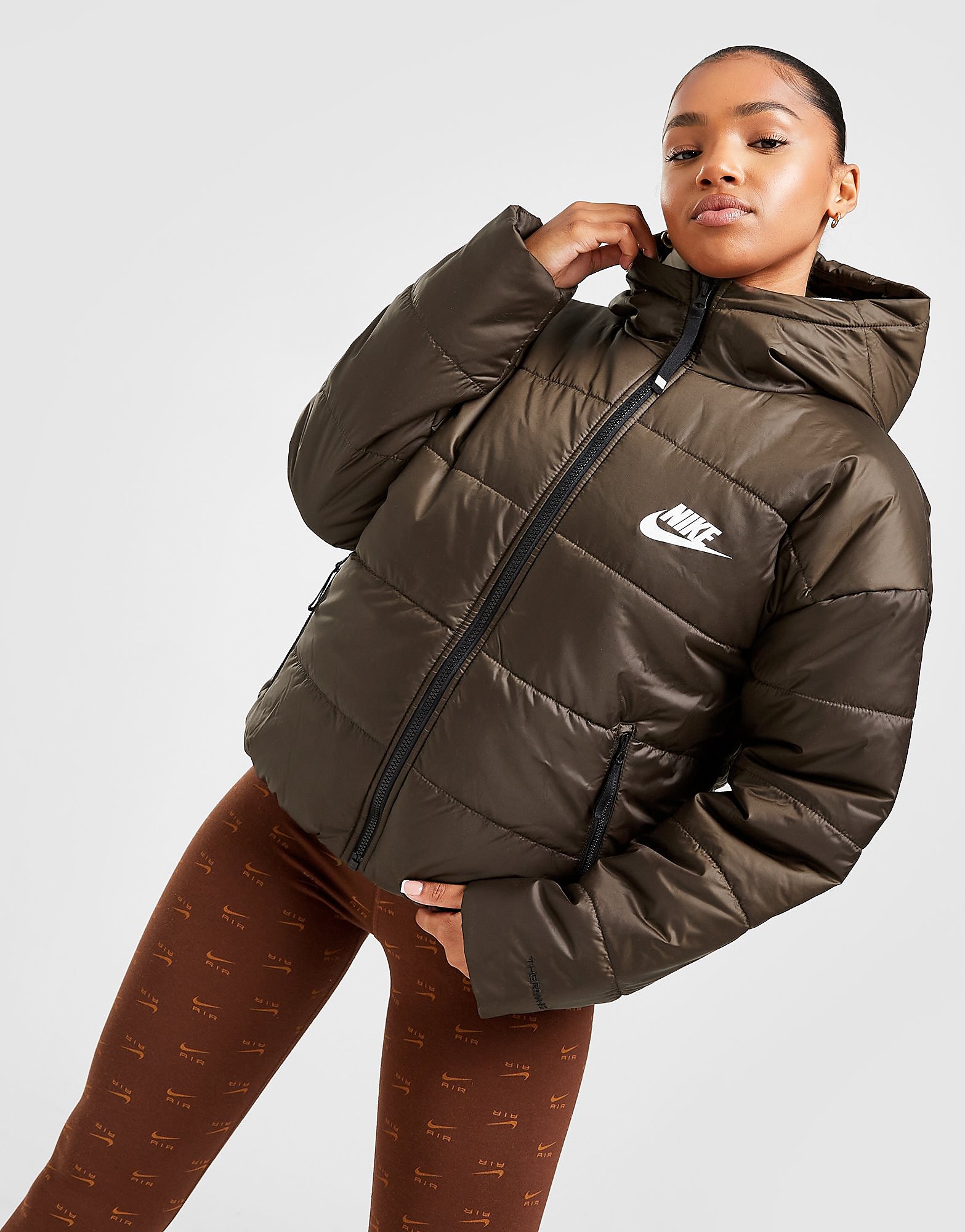 

Nike Swoosh Padded Jacket - Baroque Brown/Black/White/BRWN - Womens, Baroque Brown/Black/White/BRWN