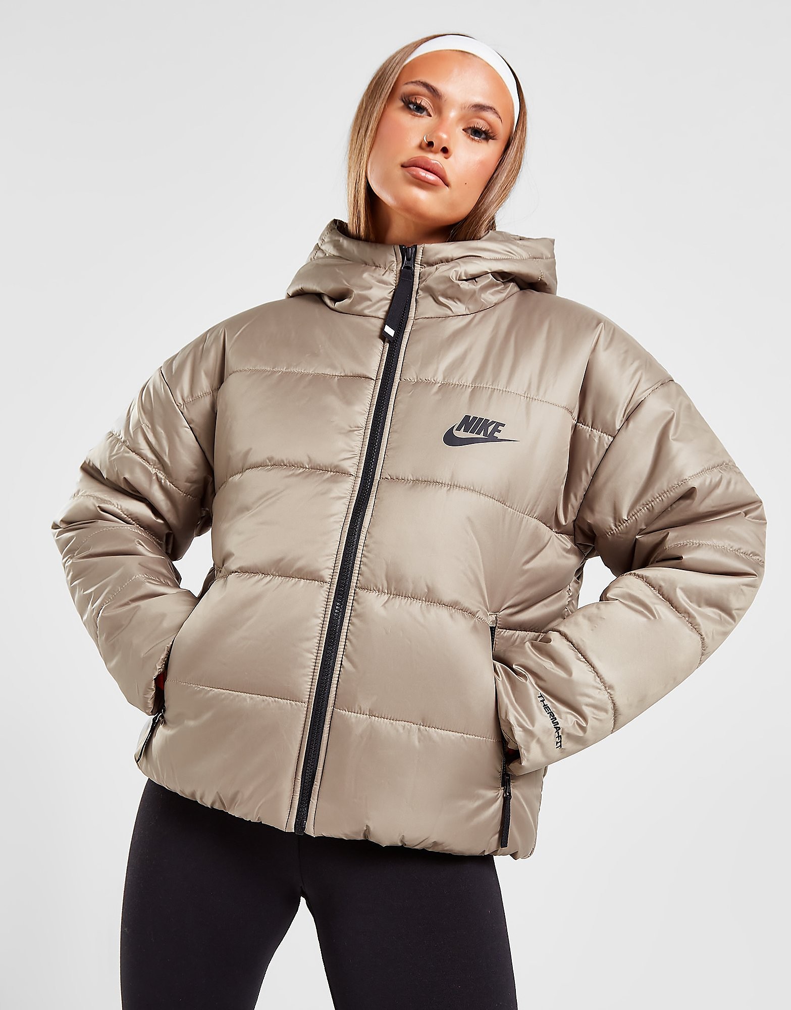 Nike Swoosh Padded Jacket - Matte Olive/Black/Black/KHKI - Womens, Matte Olive/Black/Black/KHKI