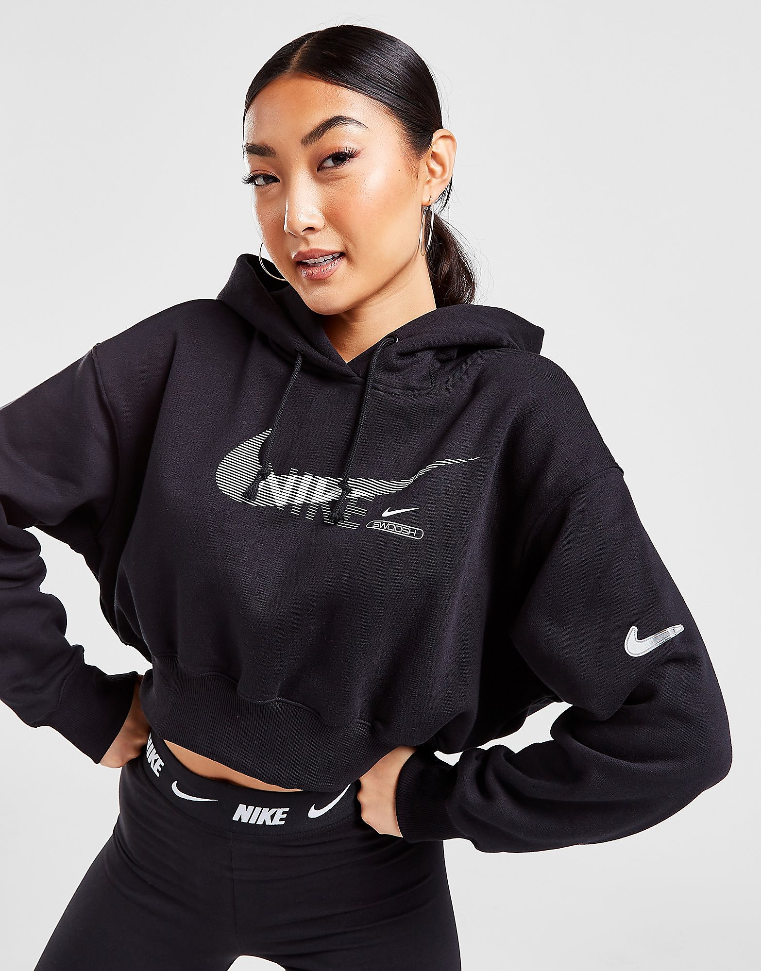 

Nike Swoosh Fleece Overhead Hoodie - Black - Womens, Black