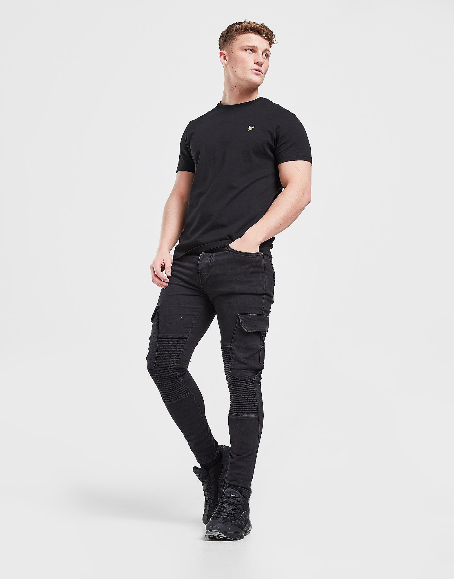 

Brave Soul Biker Cargo Jeans - Black, Black