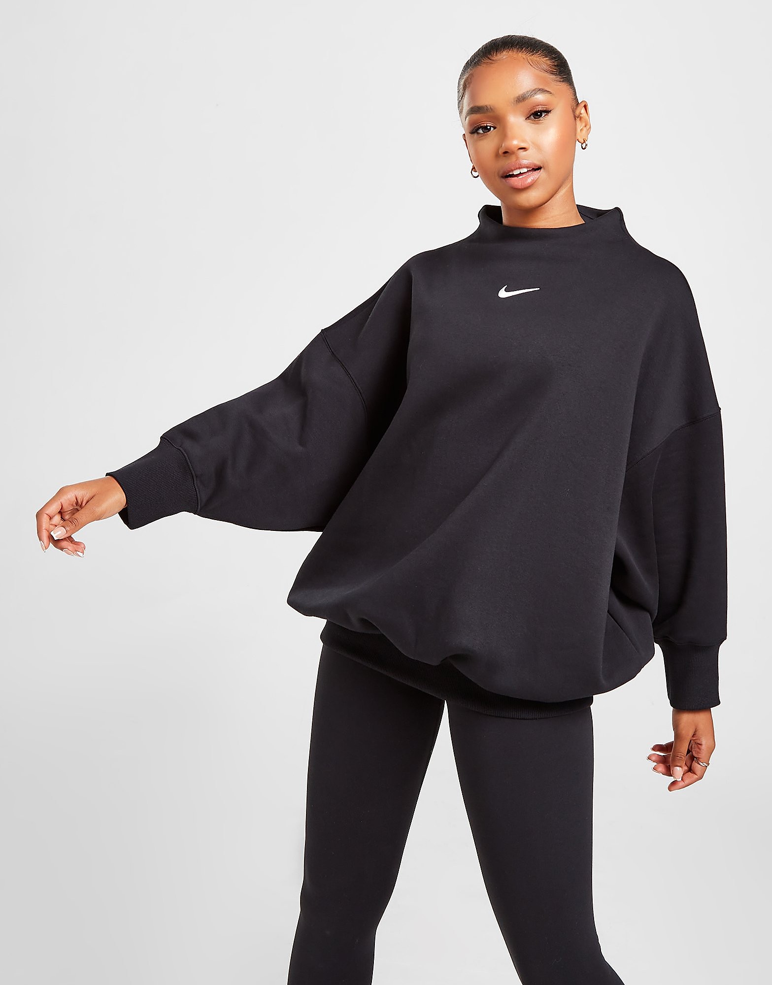 

Nike Phoenix Oversized Mock Crew Sweatshirt - Black/Sail - Womens, Black/Sail