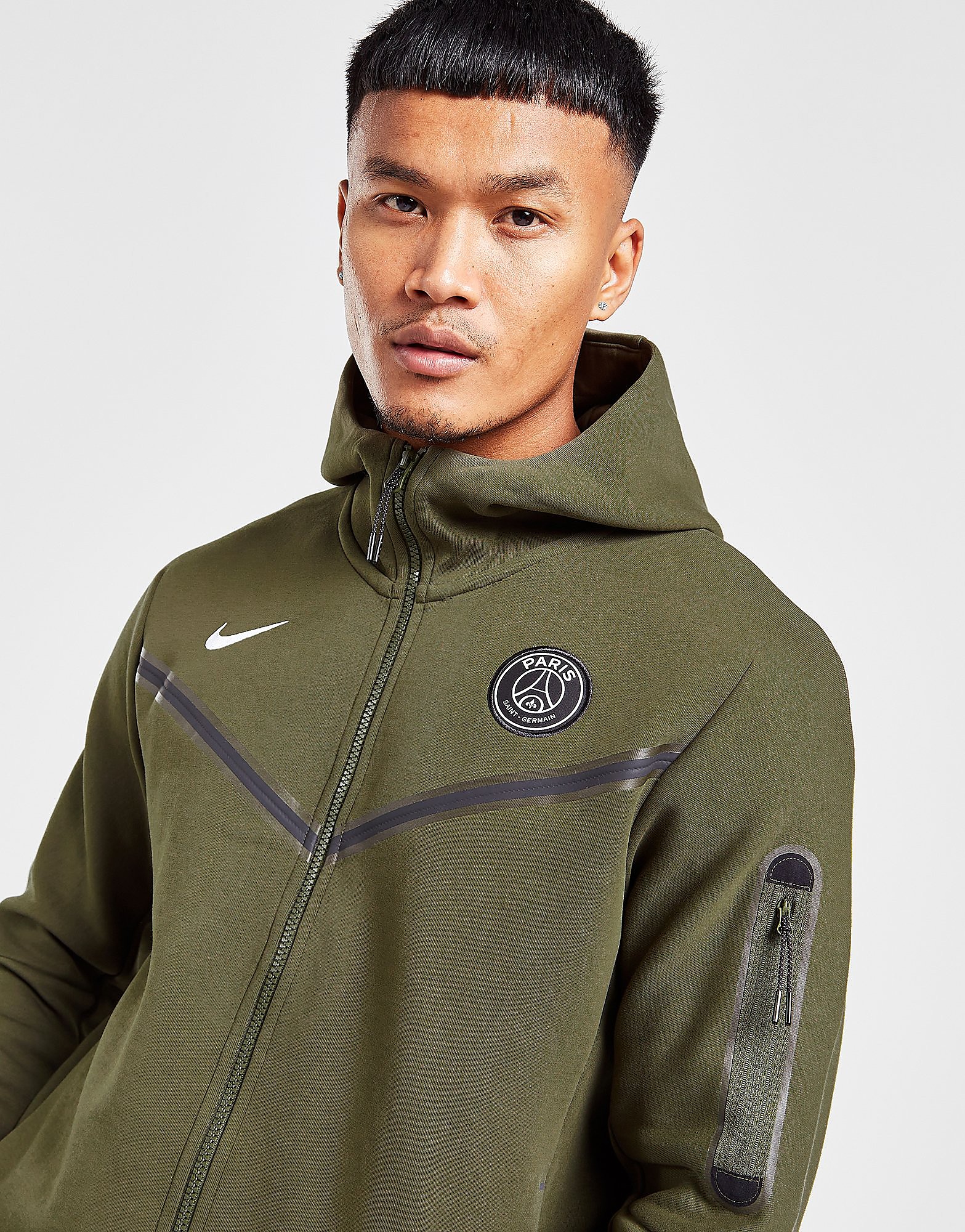 

Nike Paris Saint Germain Tech Fleece Hoodie - Cargo Khaki/White - Mens, Cargo Khaki/White