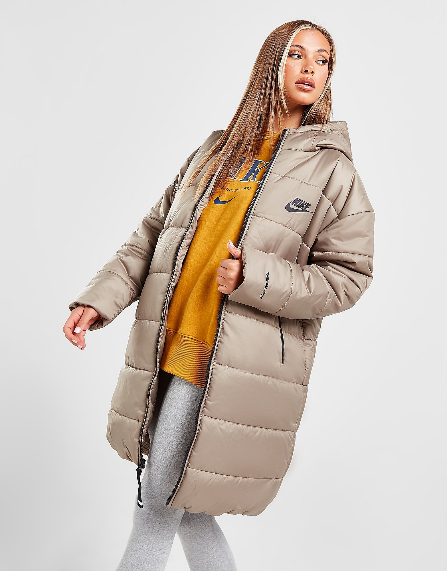 

Nike Swoosh Parka Jacket - Matte Olive/Black/Black - Womens, Matte Olive/Black/Black