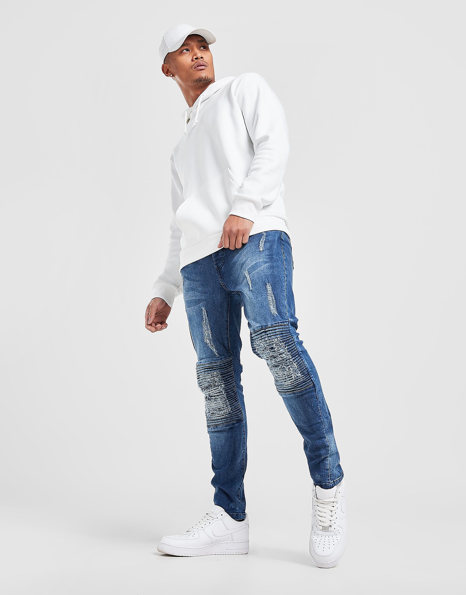 

Brave Soul Biker Rip Jeans - Blue, Blue