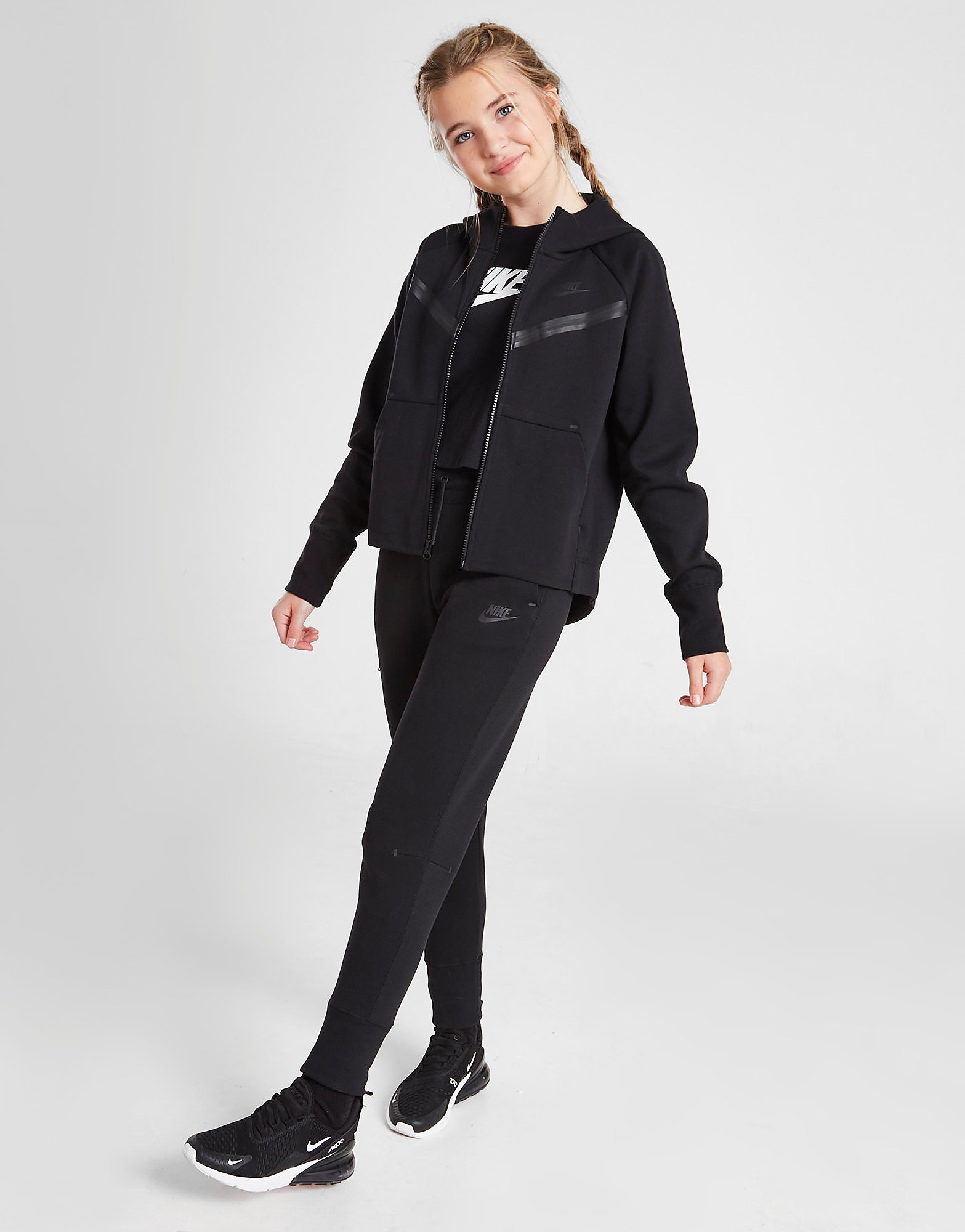 

Nike Girls' Sportswear Tech Fleece Joggers Junior - Black/White - Kids, Black/White
