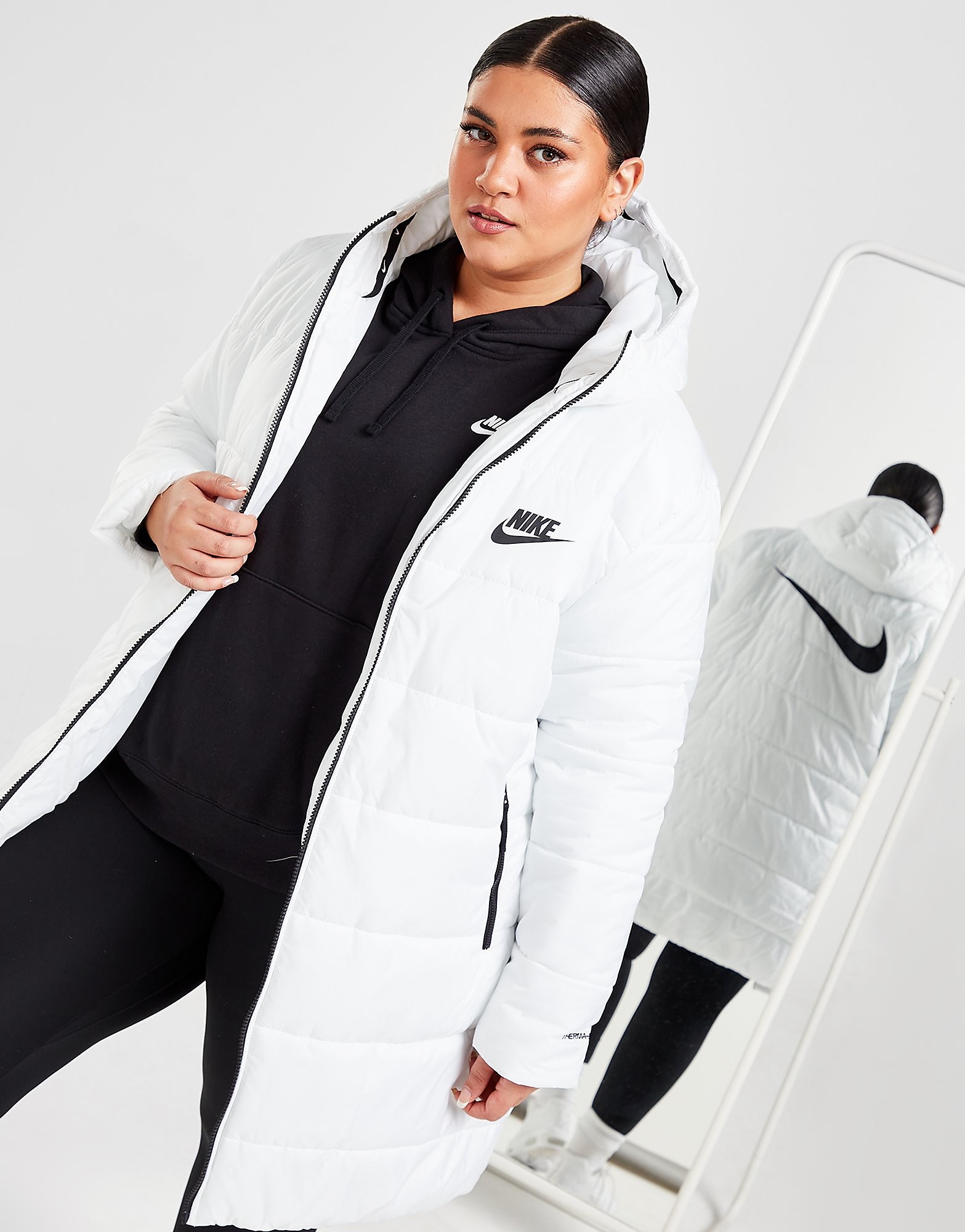 

Nike Plus Size Swoosh Parka Jacket - White - Womens, White