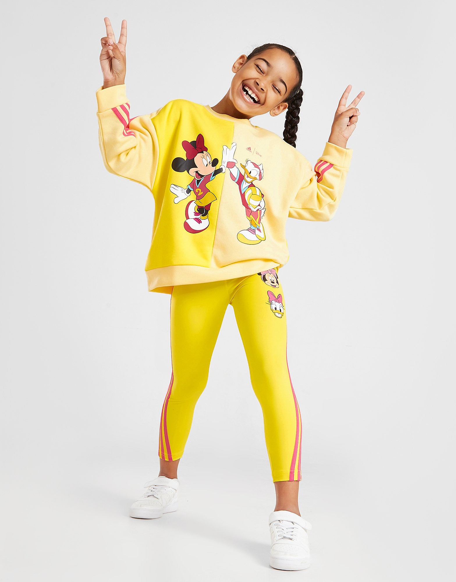 

adidas Girls' Disney Graphic Crew Sweatshirt Children - Impact Yellow / Almost Yellow / Pulse Magenta - Kids, Impact Yellow / Almost Yellow / Pulse Magenta
